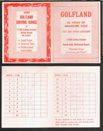 Golfland miniature golf scorecard Johnson Street Hollywood Beach - Rosemary and Alan - says Board walk instead of Broadwalk.