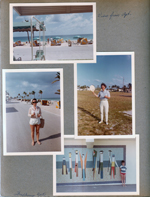 Hollywood Beach - Neptune - view from apartment (10). Rosemary on broadwalk. With paddleball paddle. Alan by mural at Woodbury Apartments