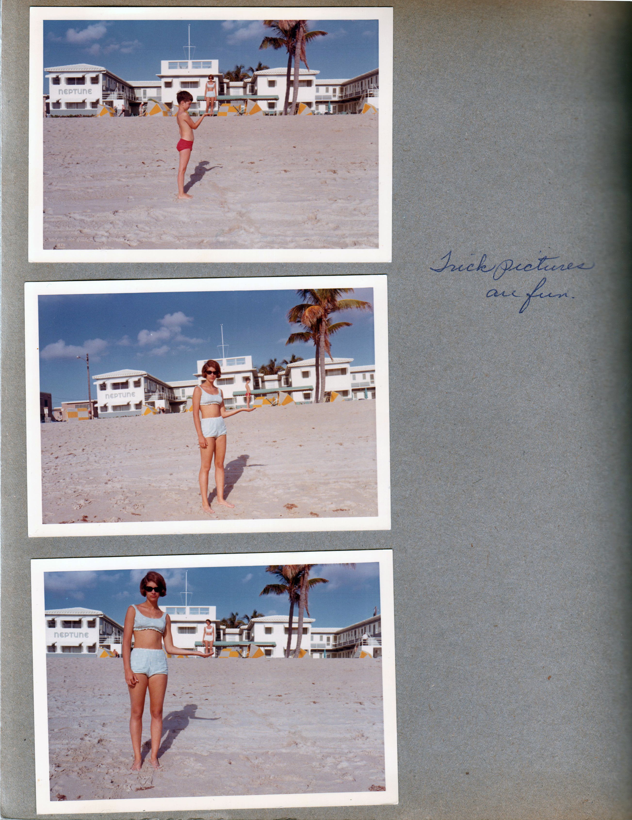 Hollywood Beach - - Alan holding Susan in hand. Susan holding Rosemary - Trick shots