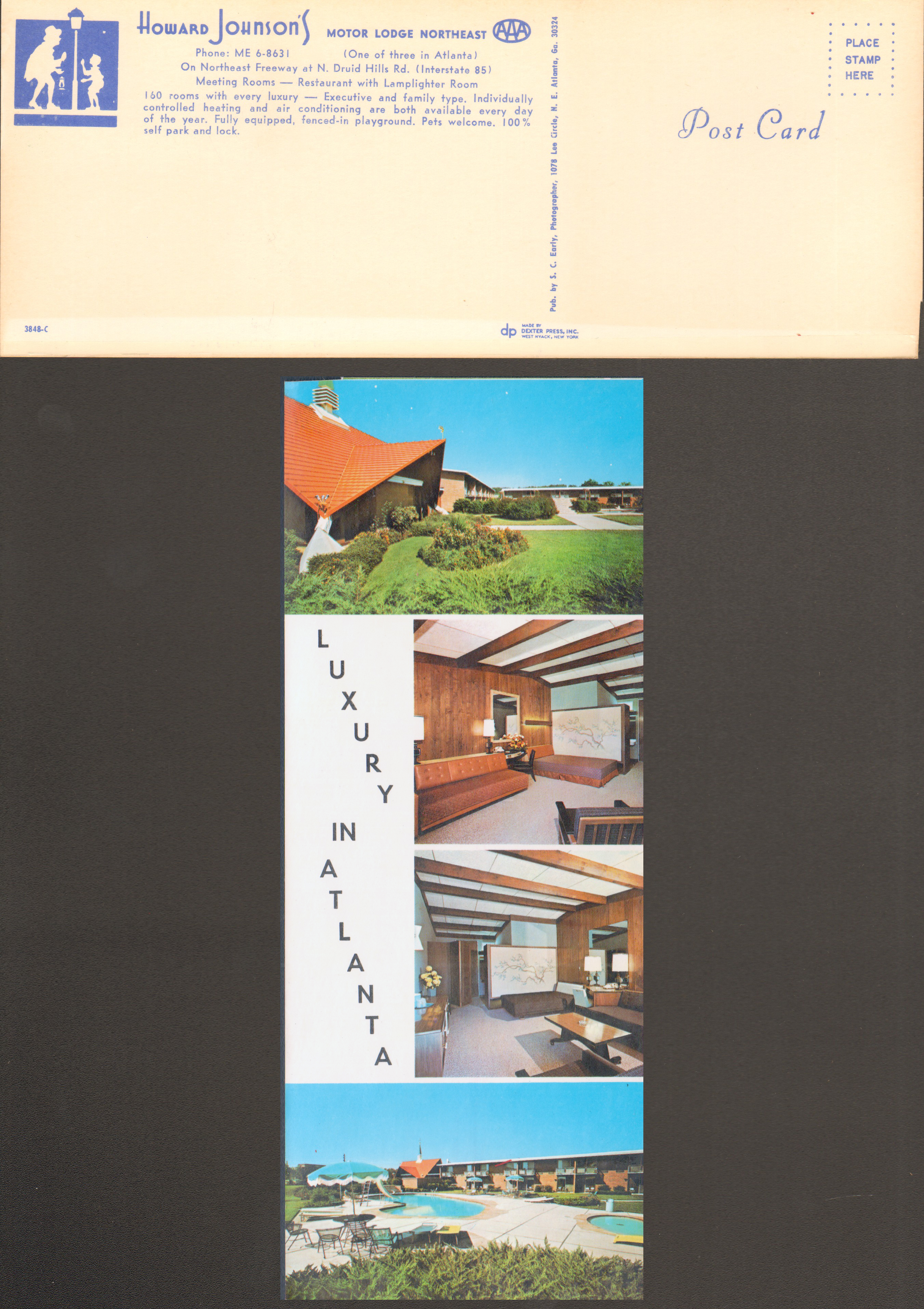 postcard North Atlanta Howard Johnson Motel 3848-C