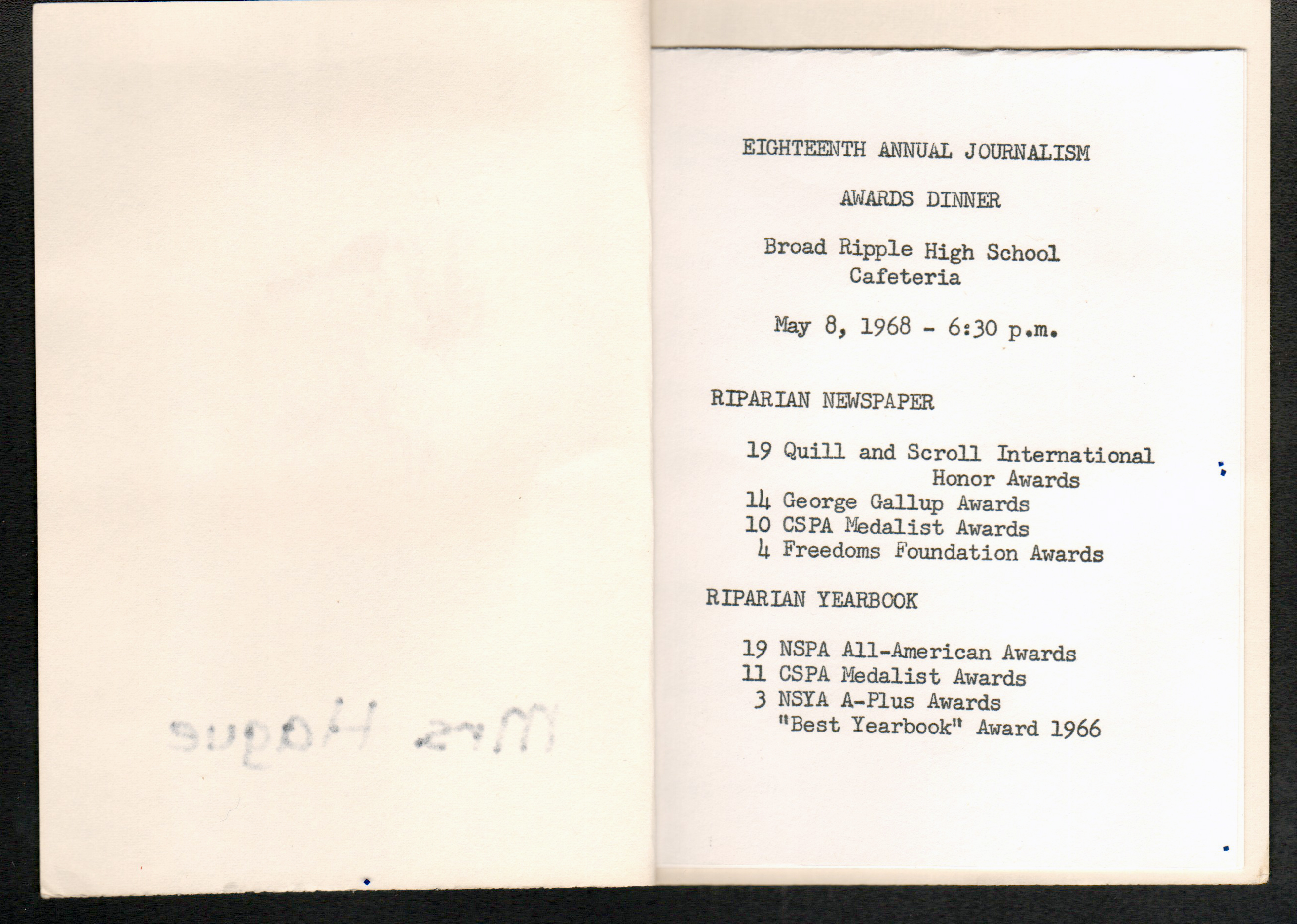 BRHS Journalism Awards program