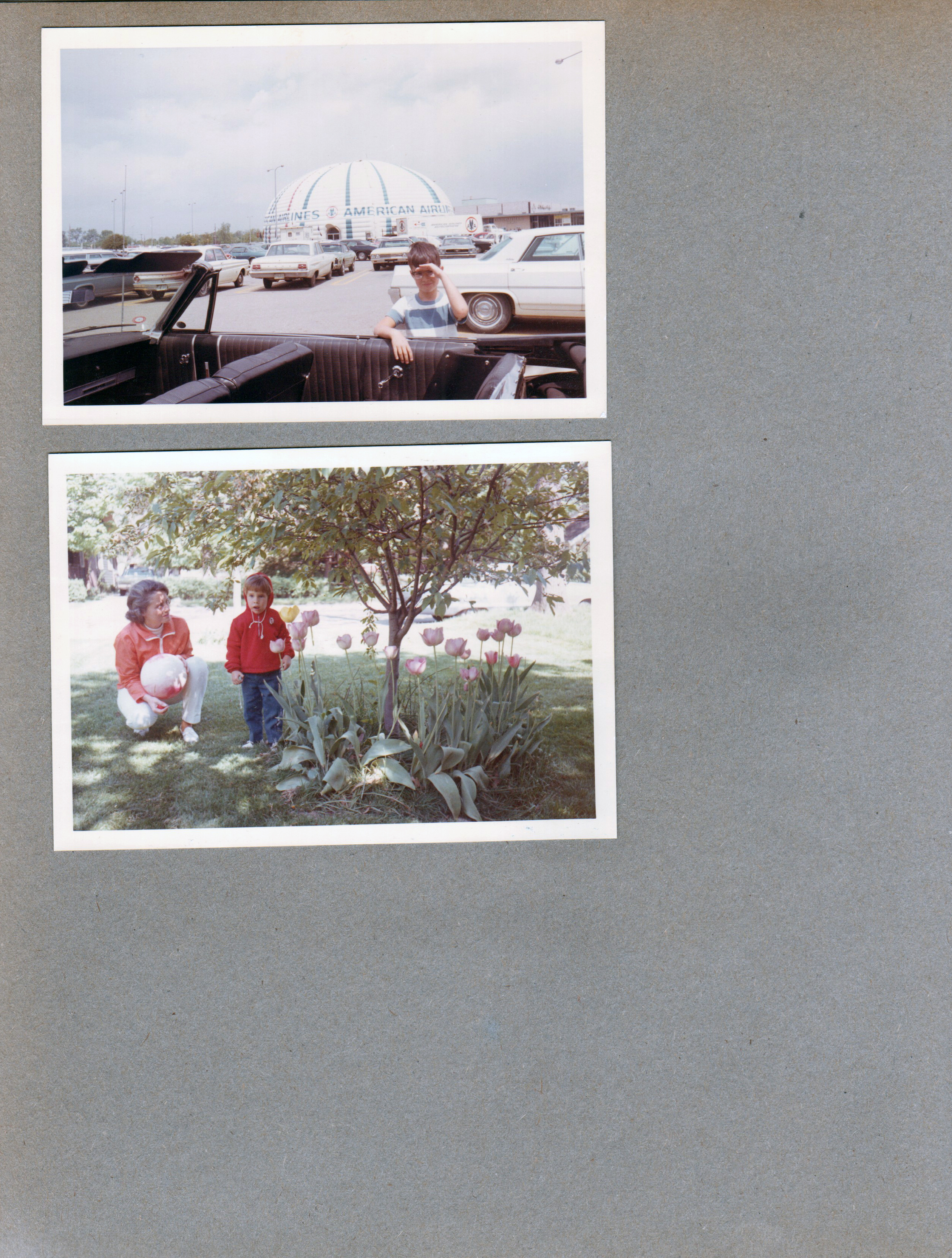 Alan leaning on convertible at Glendale American Airlines Astrosphere. 6122 yard Rosemary and Joe Letsinger