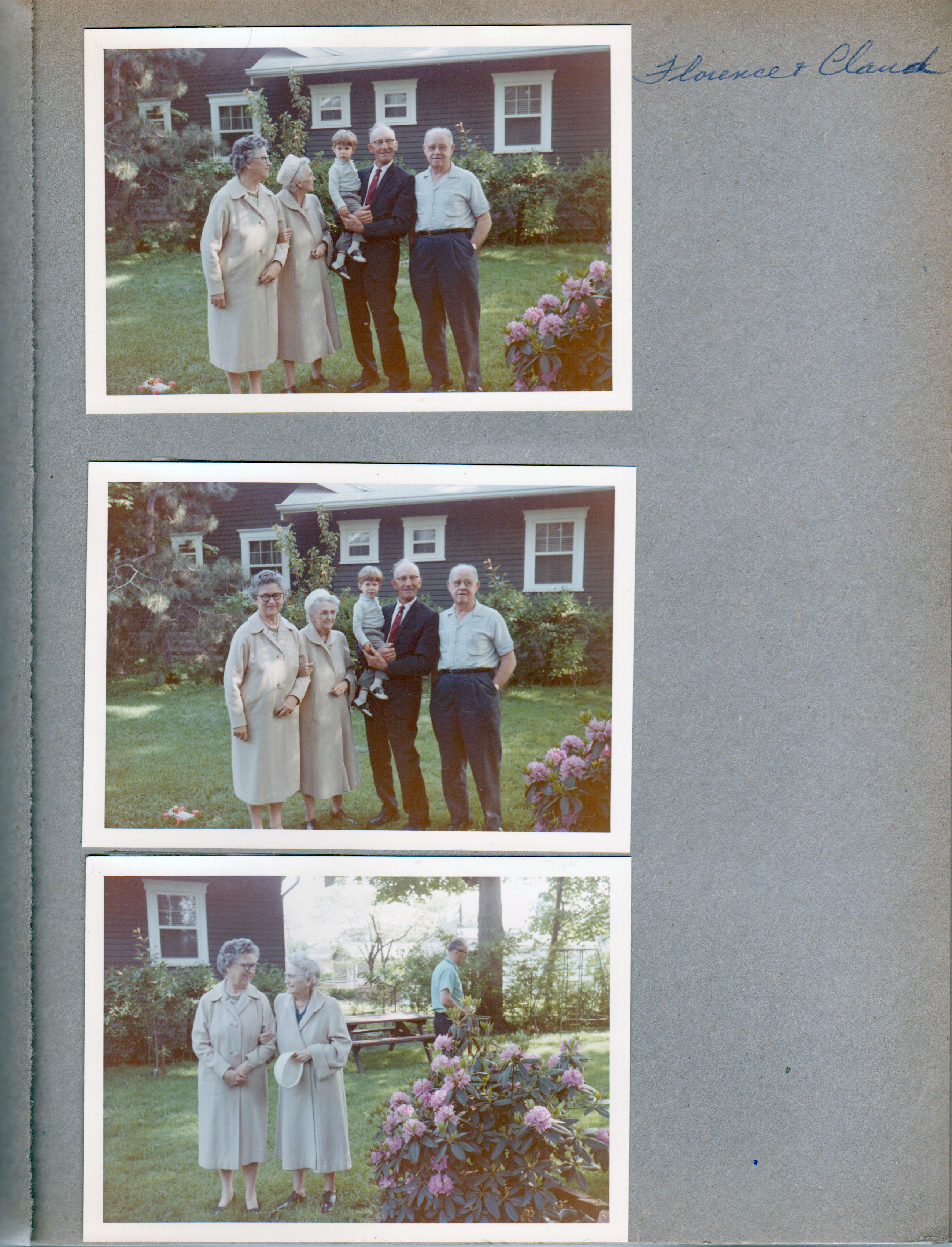 6122 yard Florence, Vonnie, Joe, Claud, Curt. Florence, Vonnie, Warren.