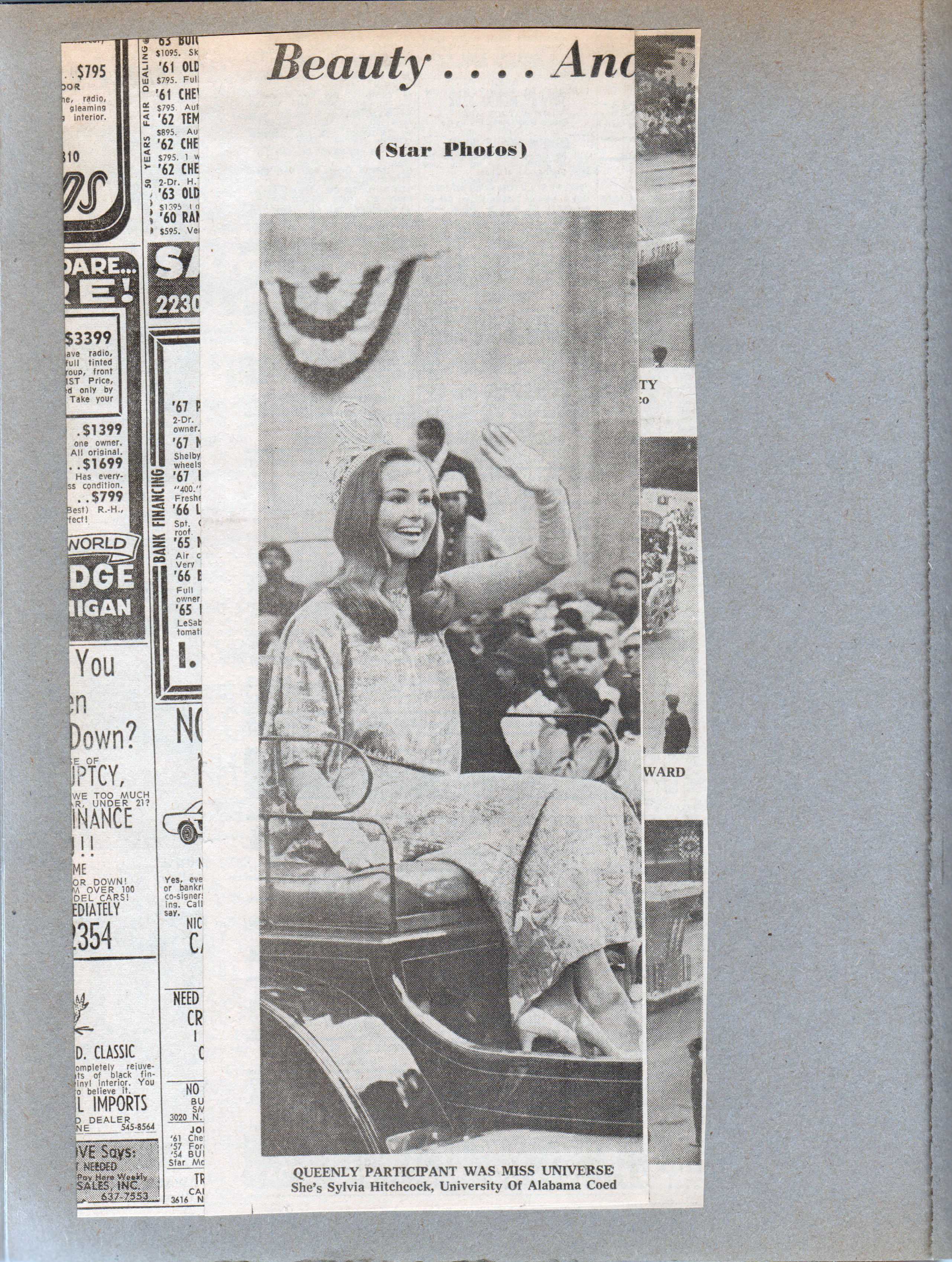 newspaper clipping Miss Universe