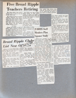 newspaper clipping - 5 BRHS teachers retiring. BRHS clubs. BRHS Riparian staff to study