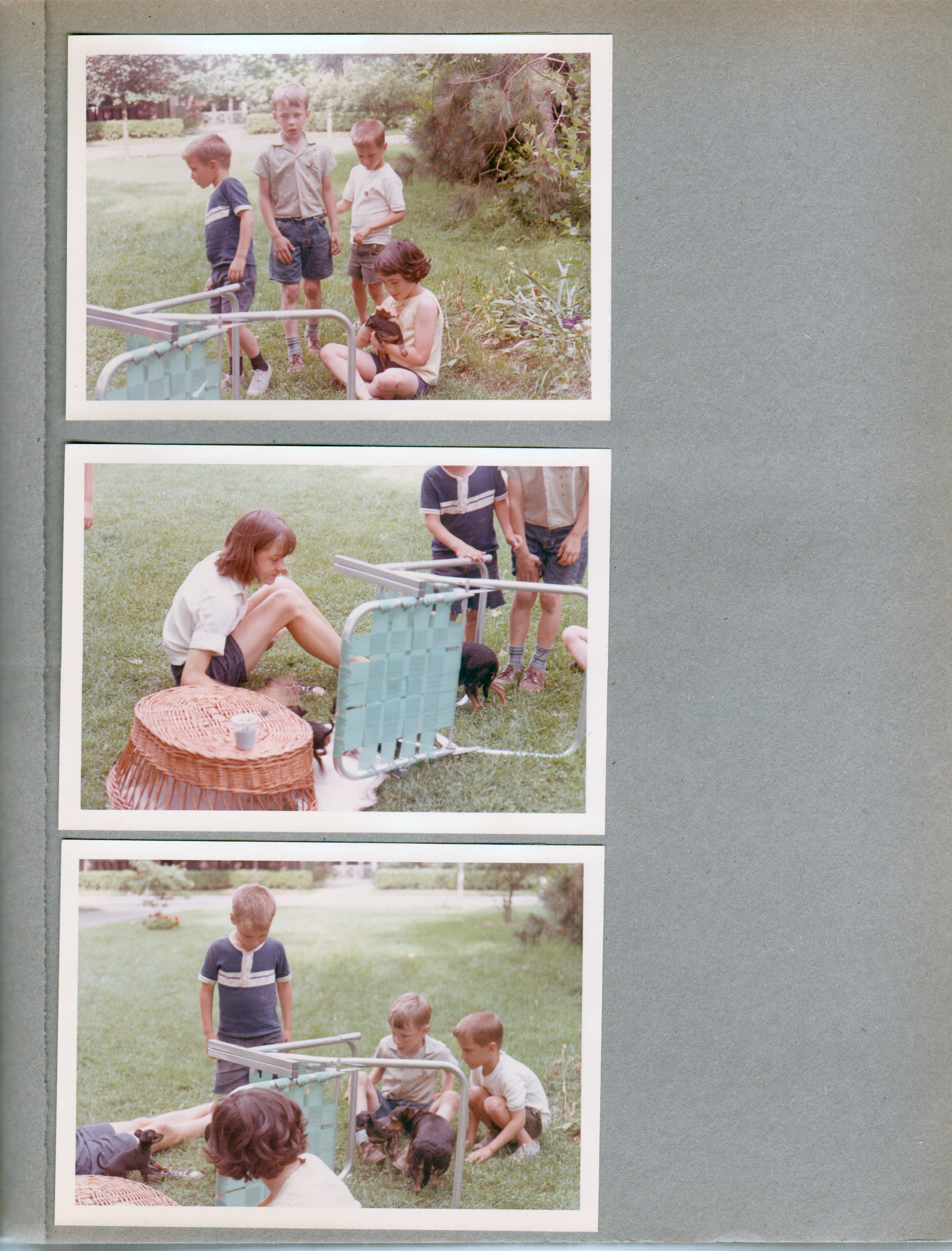 6122 yard - Joe Panyard, Joe Lobraico, John Panyard, Mary Lobraico with puppy. Jaine Snodgrass?