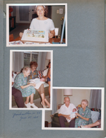 6122 dining room Rosemary with Alan's Roselyn birthday cake - Pirates. Living room Vonnie is 75 - Sara and Bill. Curt, Bill and Vonnie