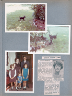 6122 yard -  puppy. Princess. 3845 Capitol  Carole, Helen, Cammy, Bill and Cindy Morgan. newspaper clipping Groves Baldwin wedding