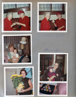 3845 Capitol - Vonnie and Helen Wells. Beck and Paula Meadors. Warren and John. Rosemary with flowers. Vonnie with tatting.
