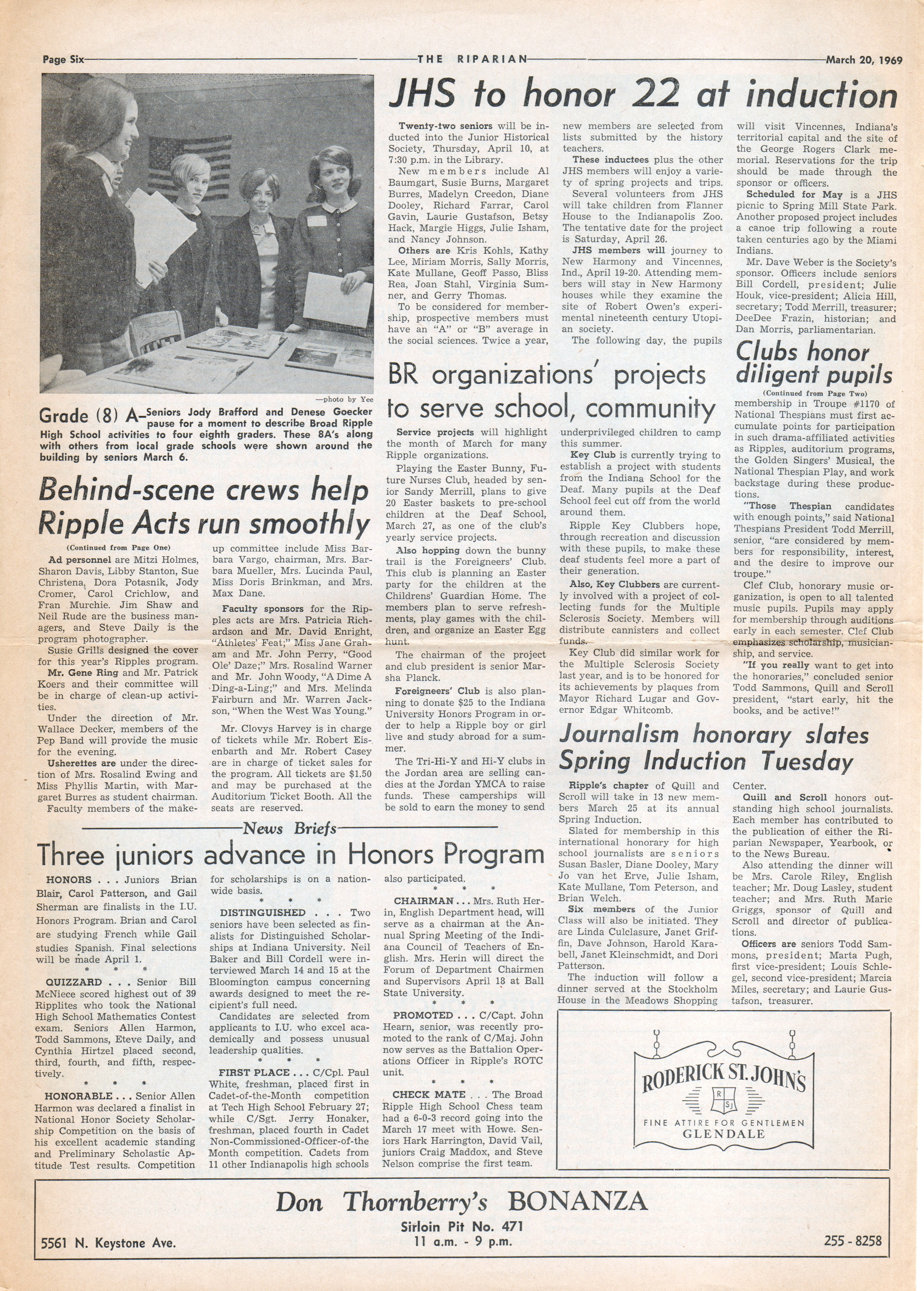 The Riparian newspaper Mar 20 1969 - Roderick St John's Glendale ad