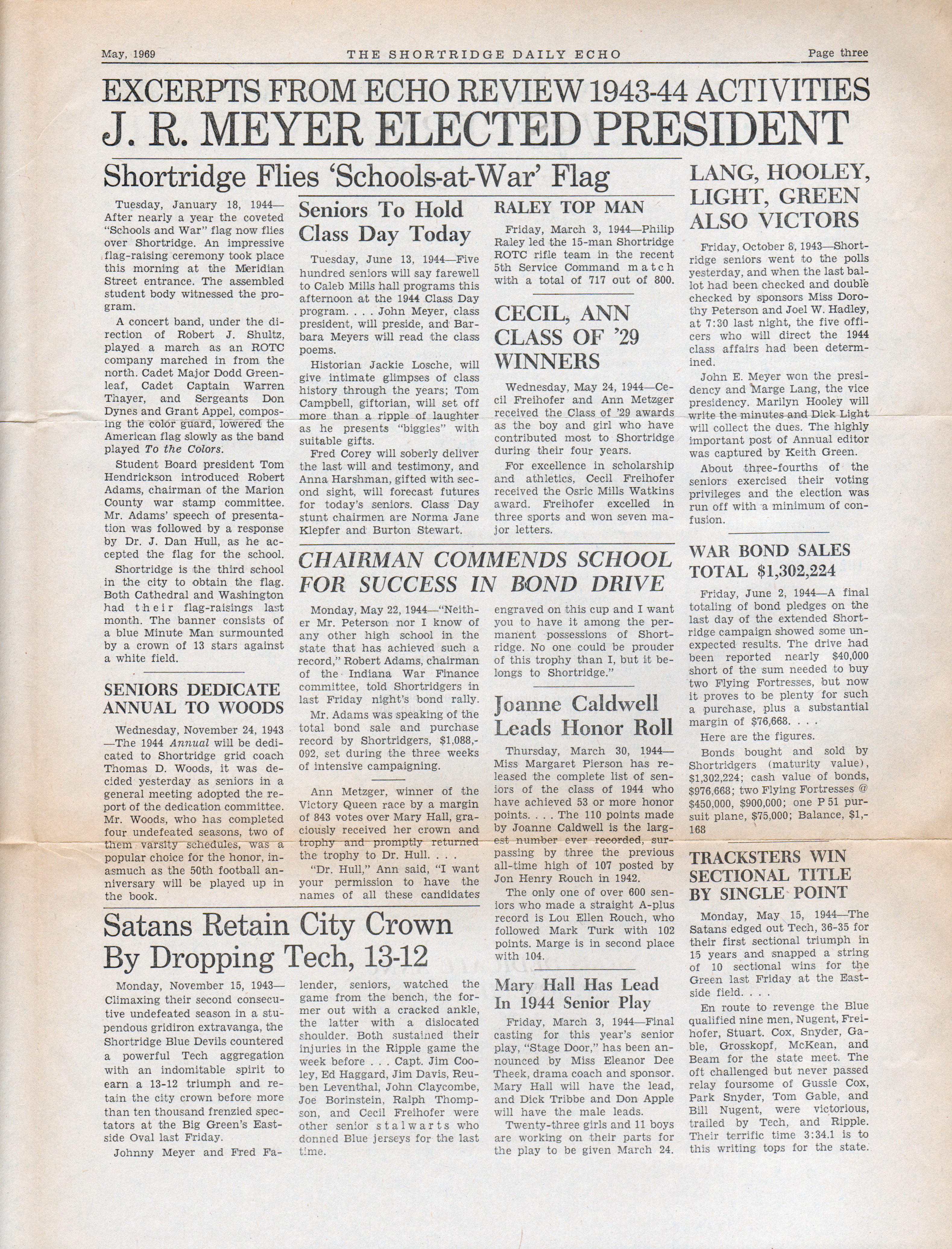 Shortridge High School Special alumni Edition Daily Echo May 1969