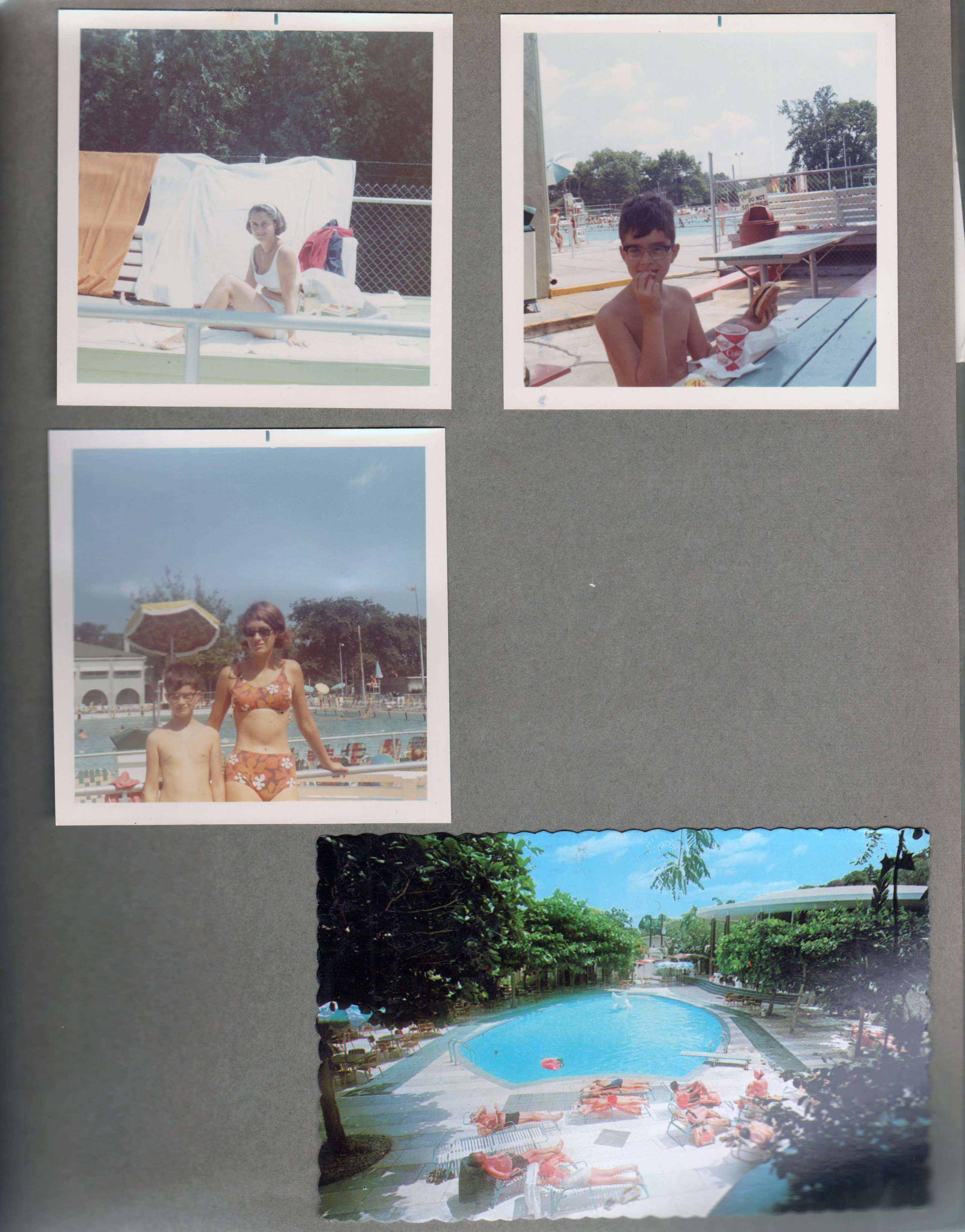 Riviera Club - Rosemary on deck. Alan with Beach Stand burger. Alan and Susan. postcard Montego Bay, Jamaica from Sandy.
