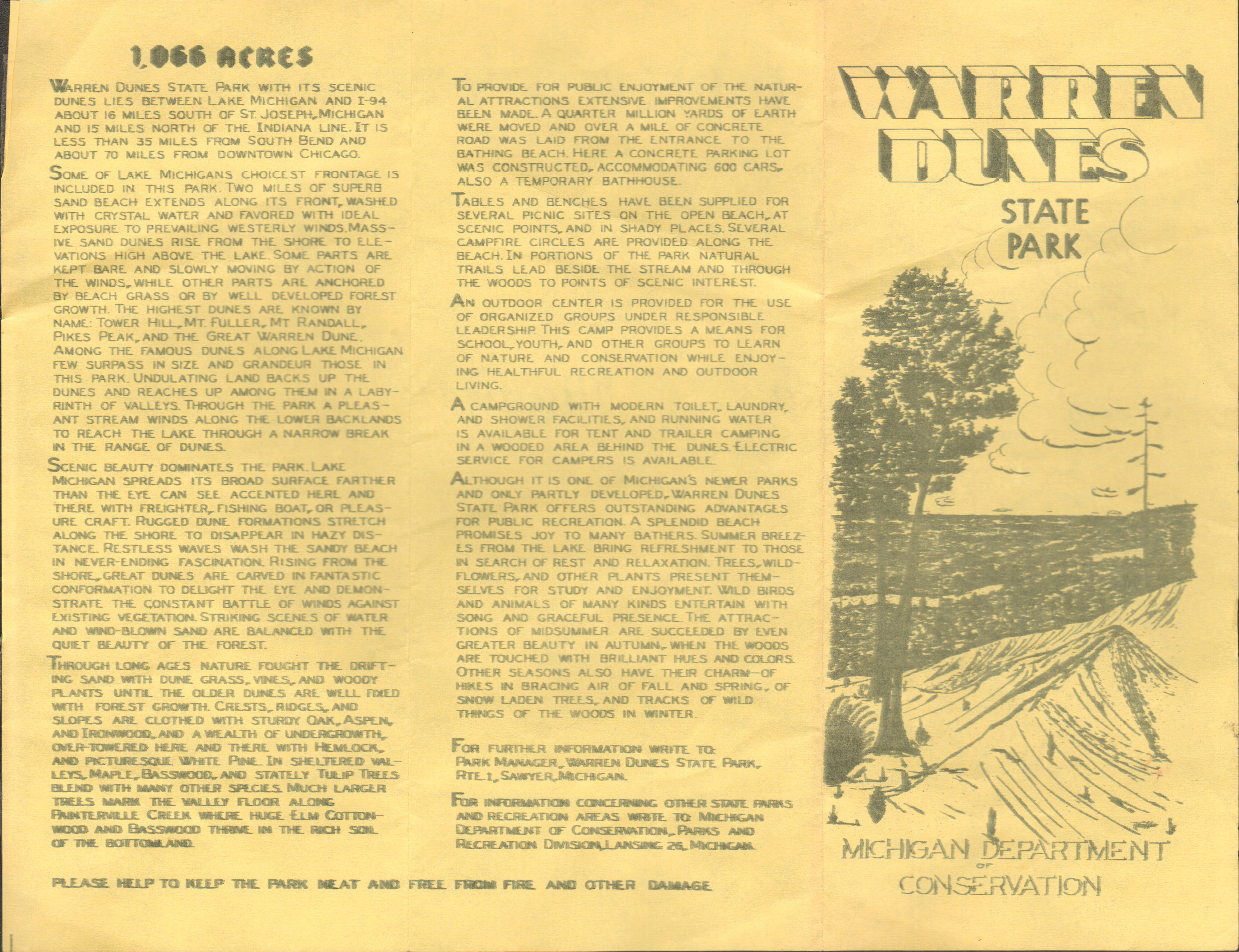 Warren Dunes State Park brochure.