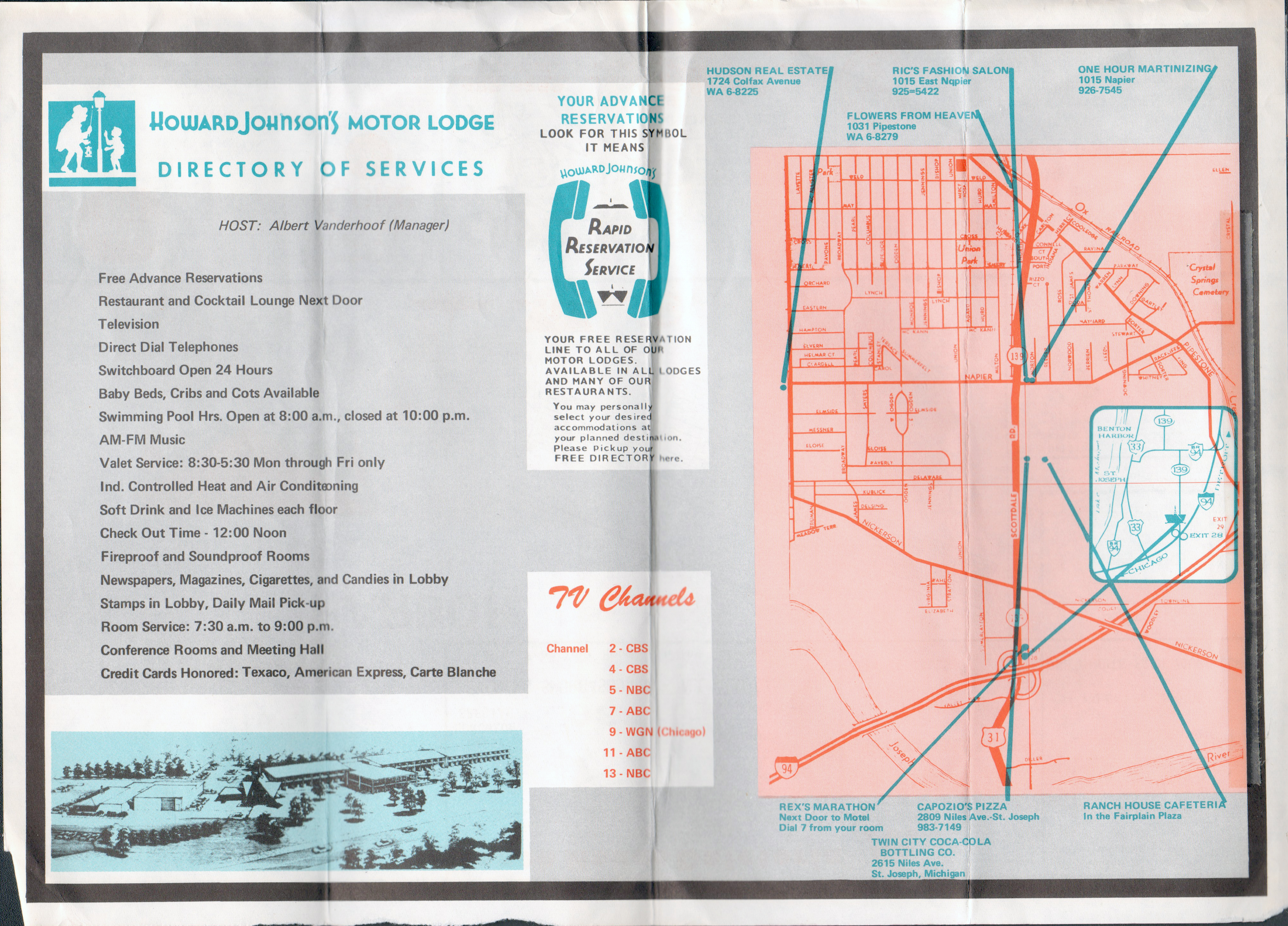 Howard Johnson's Motor Lodge - Benton Harbor - placemat