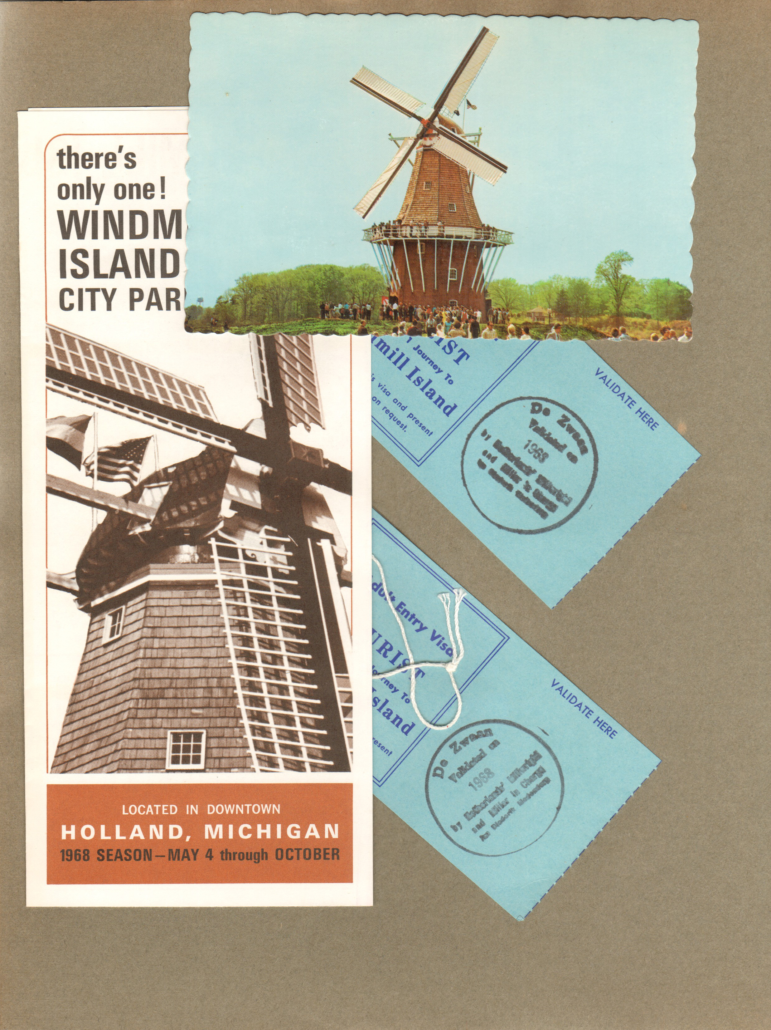 Windmill Island - Holland, MI - brochure. Tickets. postcard De Zwaan windmill 5 - 6/25 448-C