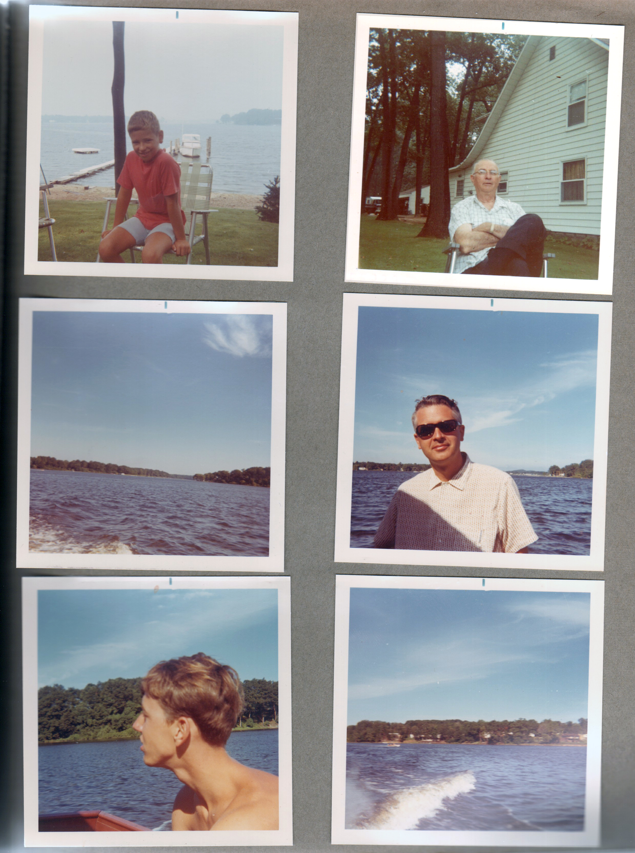Springlake, MI - boy in chair. Joe. Boat ride - John. Randy,