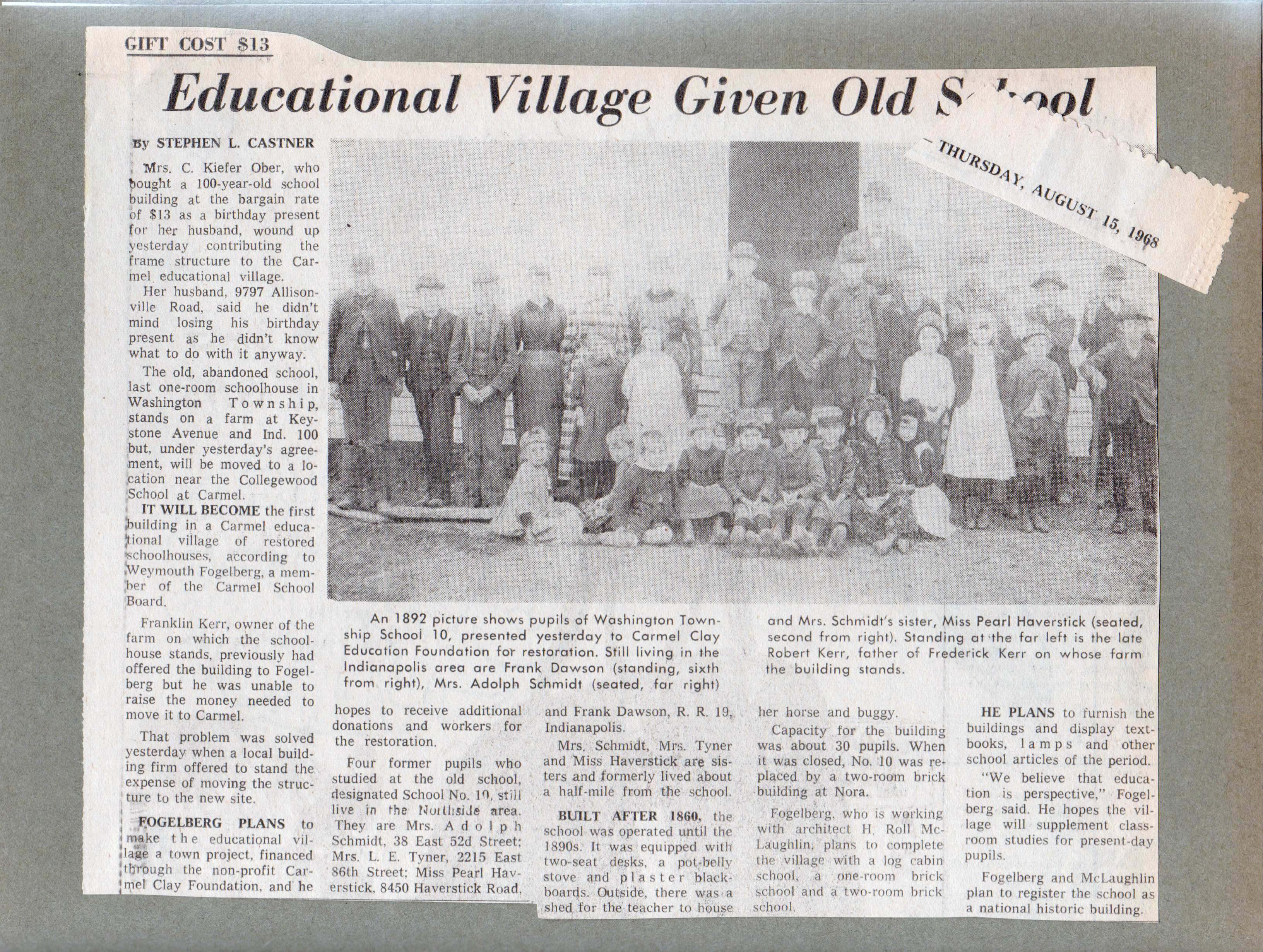 newspaper clipping - Franklin Kerr farm school #10
