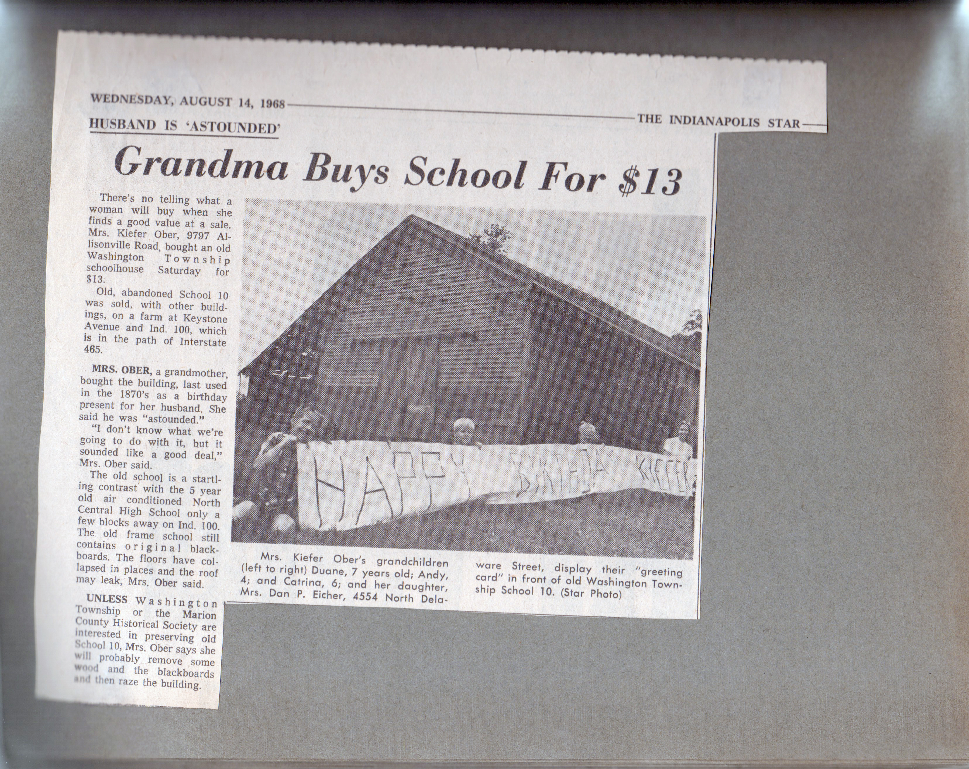 newspaper clipping - Franklin Kerr farm school #10