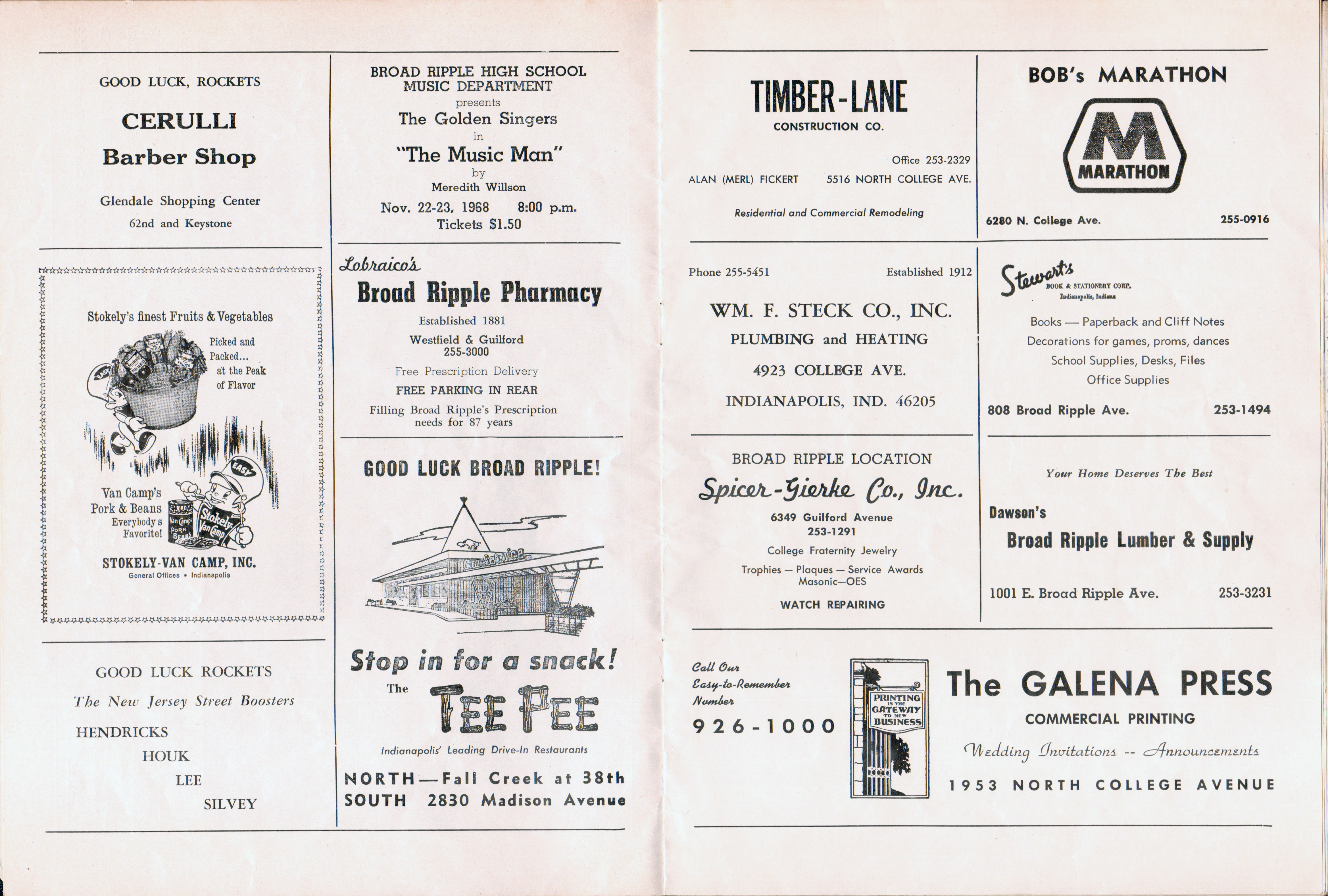 BRHS vs North Central football program - Lobraico's ad. Tee Pee ad.