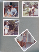 6122 dining room - Susan and Jim Jansen. 6122 yard - Alan Susan first day of school - castor beans. Susan driveway with clothes on line. Susan in living room in dress.