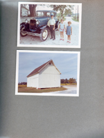 8815 Haverstick driveway - Alan, Mary and Nancy by old Ford.  Barn.