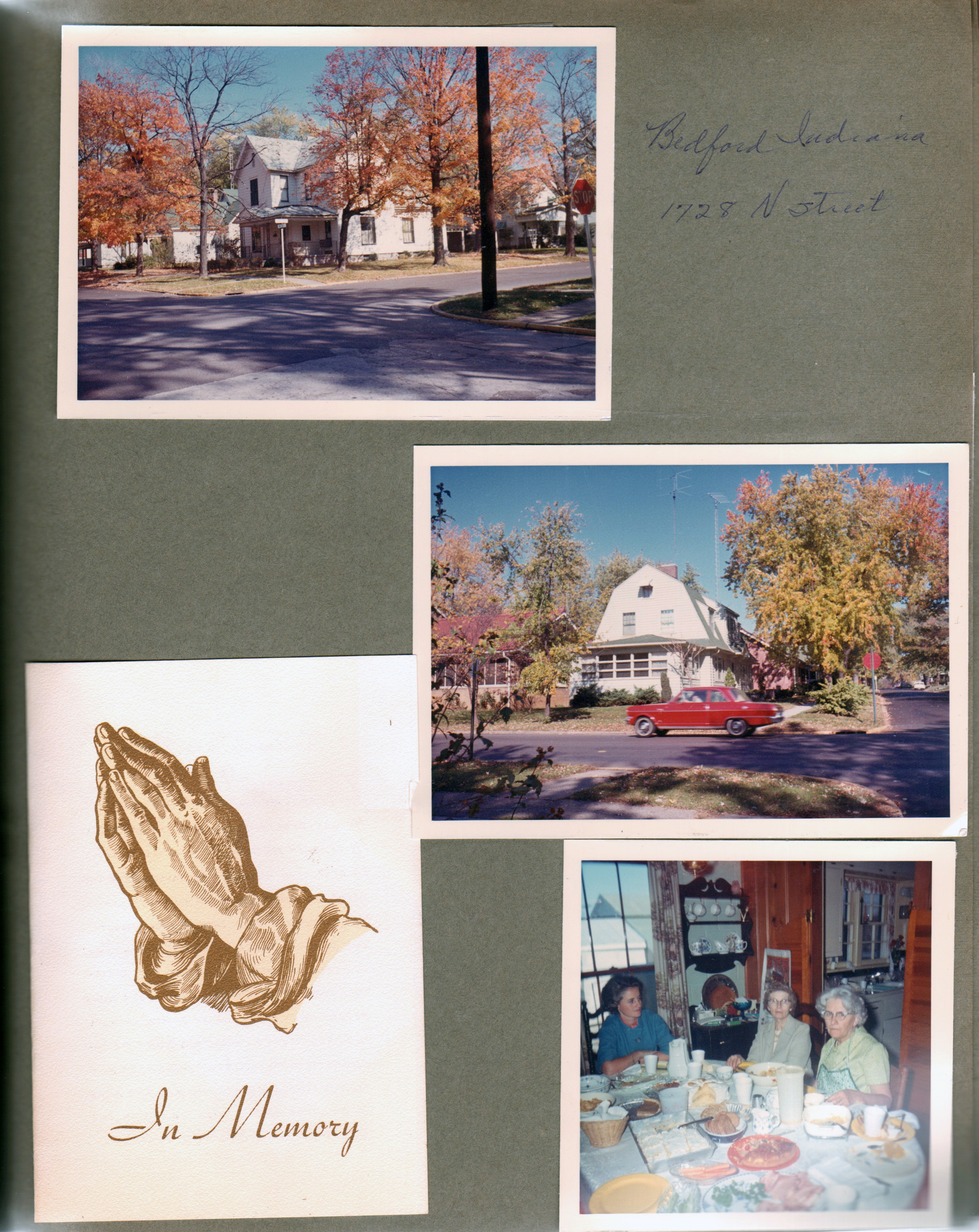 Bedford, IN - 1728 N Street. In Memory - Melvin Lehman (Lida May's husband). Rosemary, Louise (?), Lida May.