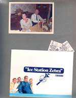 8815 Haverstick dining room - Curt's birthday - Rosemary, Curt. Indiana Theater tickets - Ice Station Zebra invitation. Cinerama.
