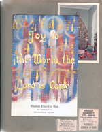 Glendale Church of God program and newspaper clipping. 6122 porch door - Dining room Christmas tree