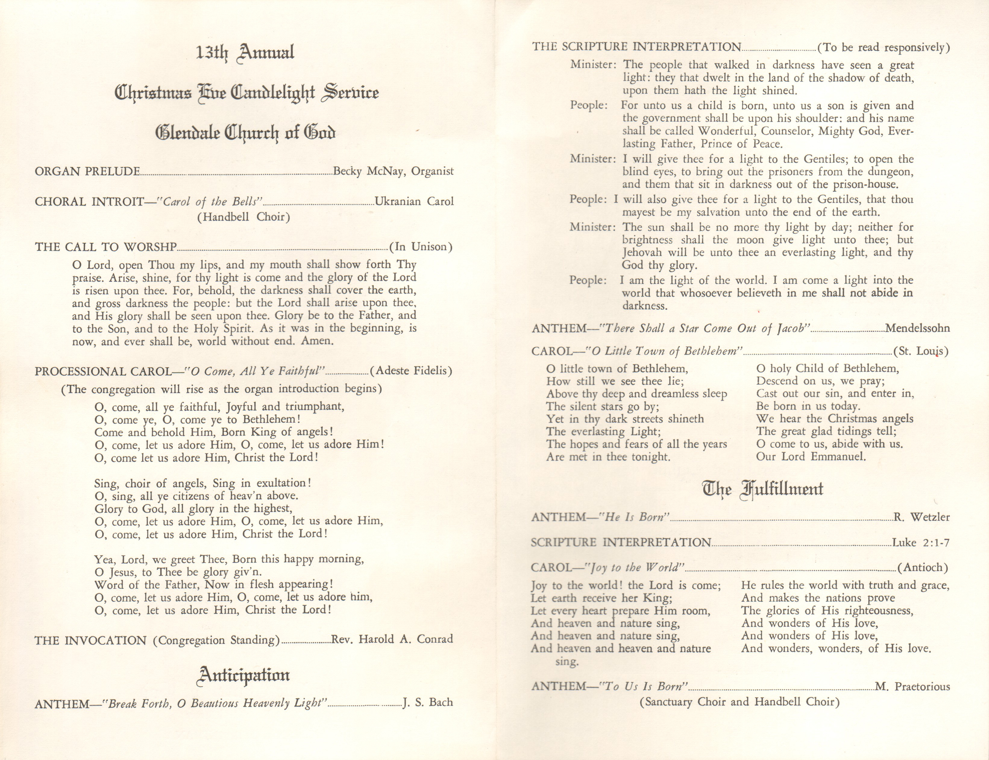 Glendale Church of God program
