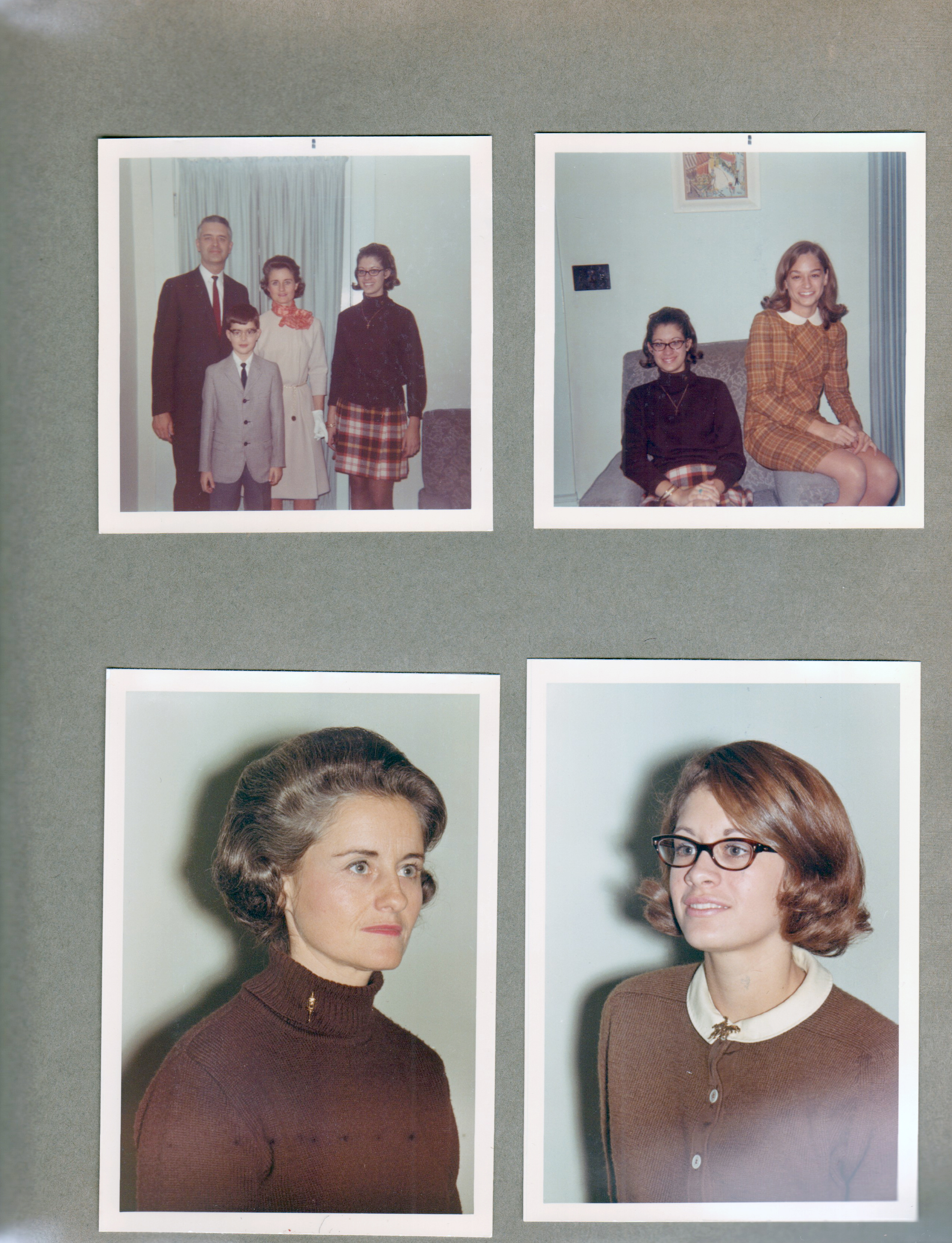 6122 living room portraits - John, Alan, Rosemary, Susan. Susan and Susie Tuck.