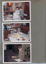 6122 basement - Steve Chaillard and Alan building Heathkit electronics trainer. Alan;s room - building Beer Wagon Revell model - Burger Chef cup. Living room - Alan with Heathkit electronics trainer, Christmas tree