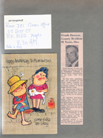 Jan Borgerhoff US Dist Court date card - probably for citizenship. Anniversary card. newspaper clipping - Frank Dawson 91 years dies