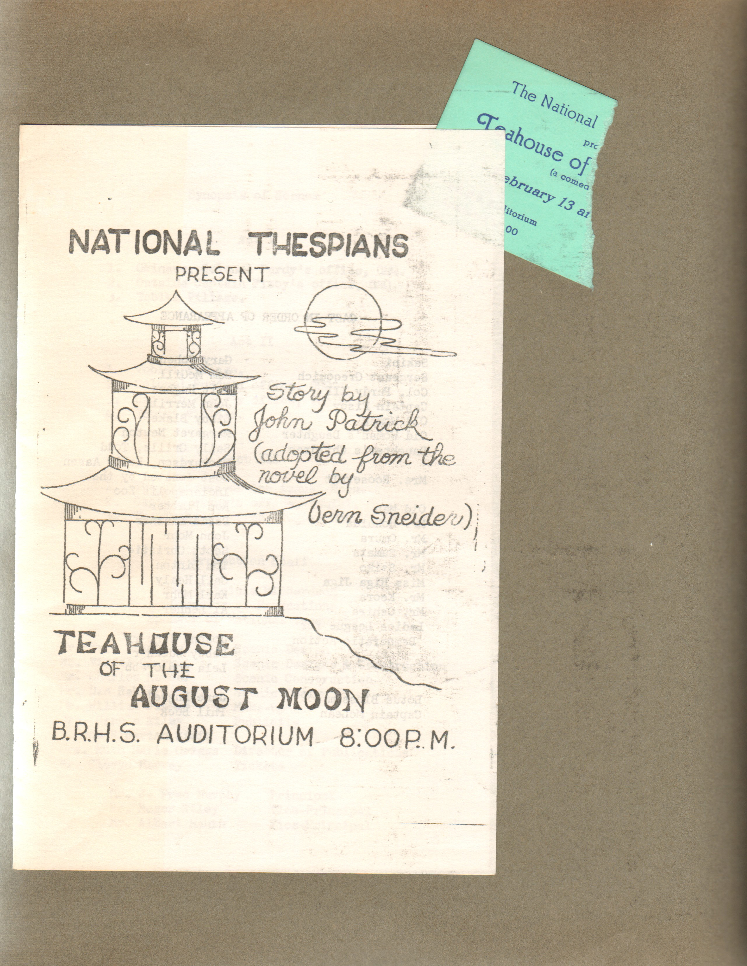 BRHS Teahouse of the August Moon program and ticket