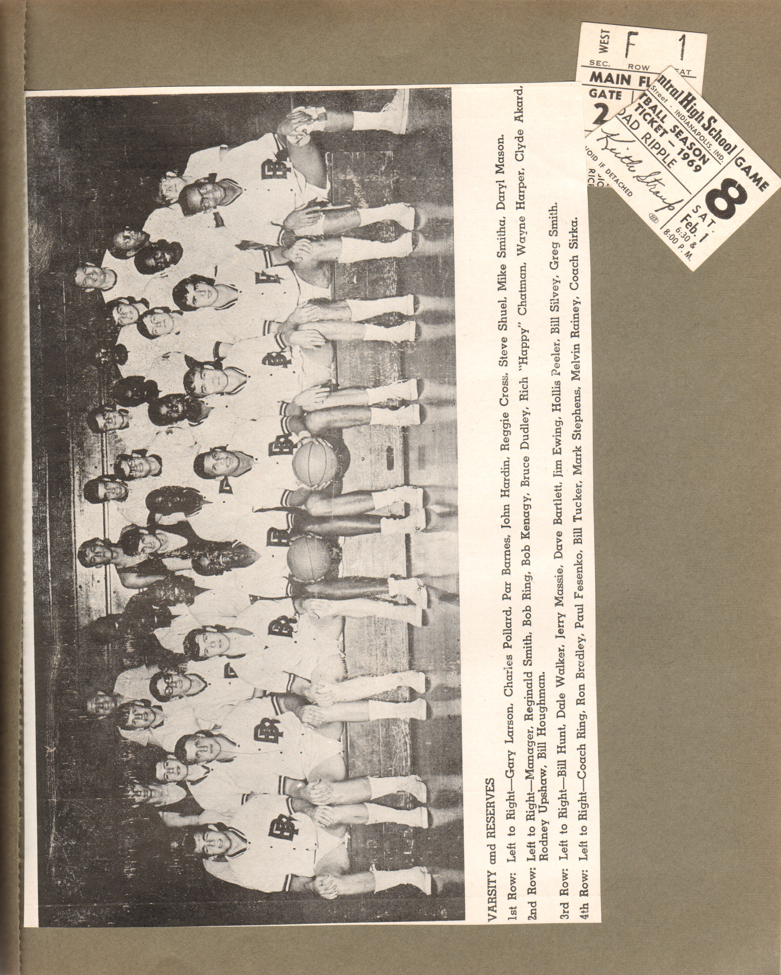 newspaper clipping - BRHS basketball team and tickets