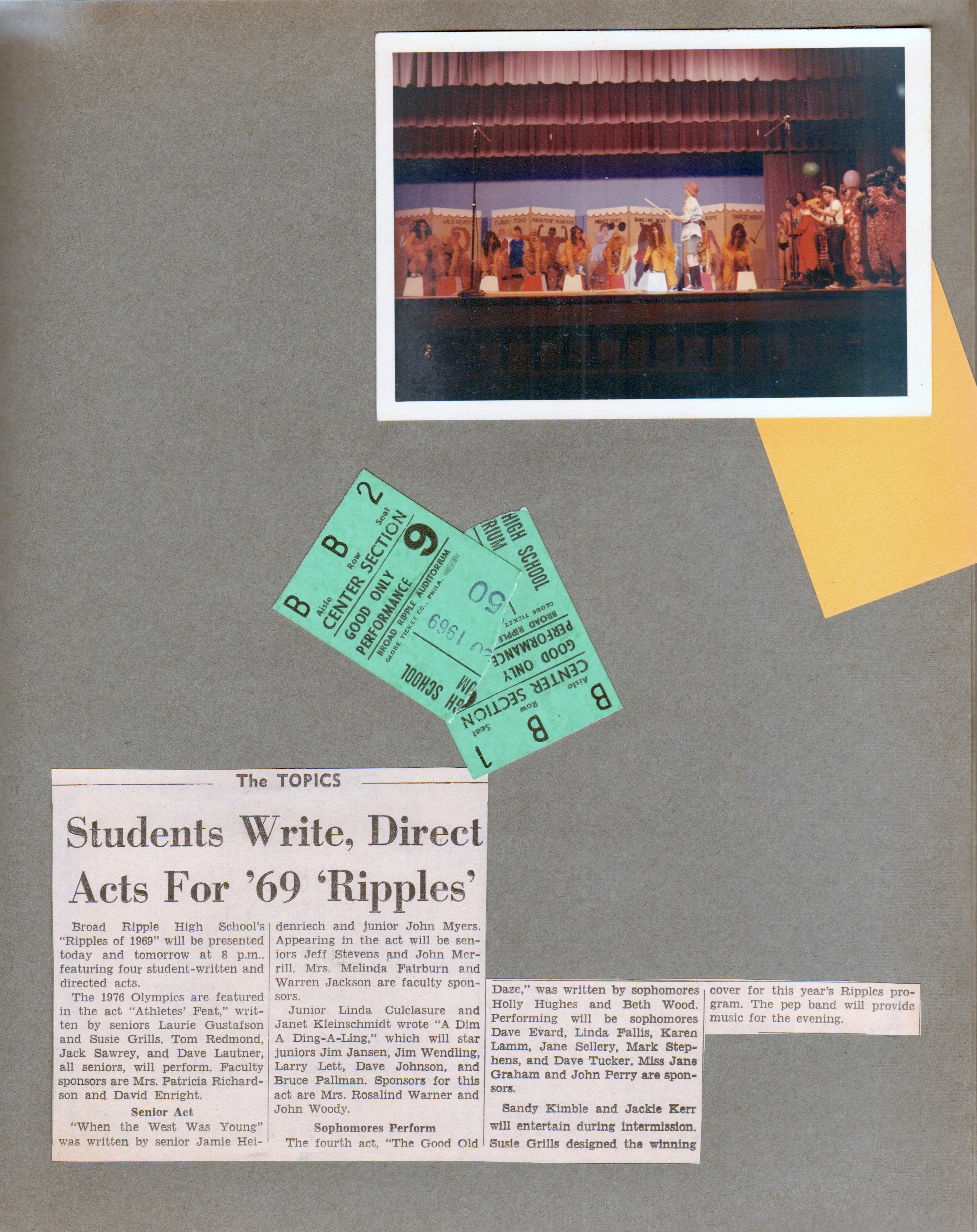 BRHS Ripples Acts - tickets and newspaper clipping