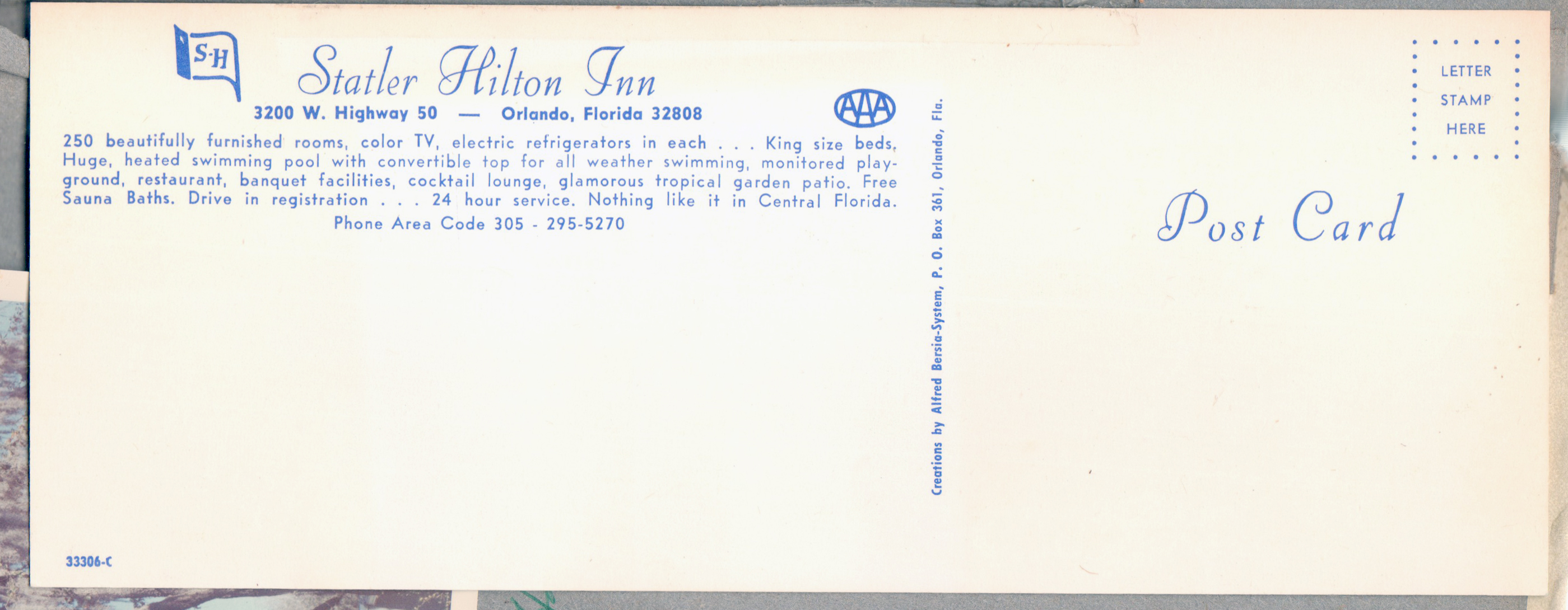 postcard Statler Hilton Inn - Orlando FL 33306-C