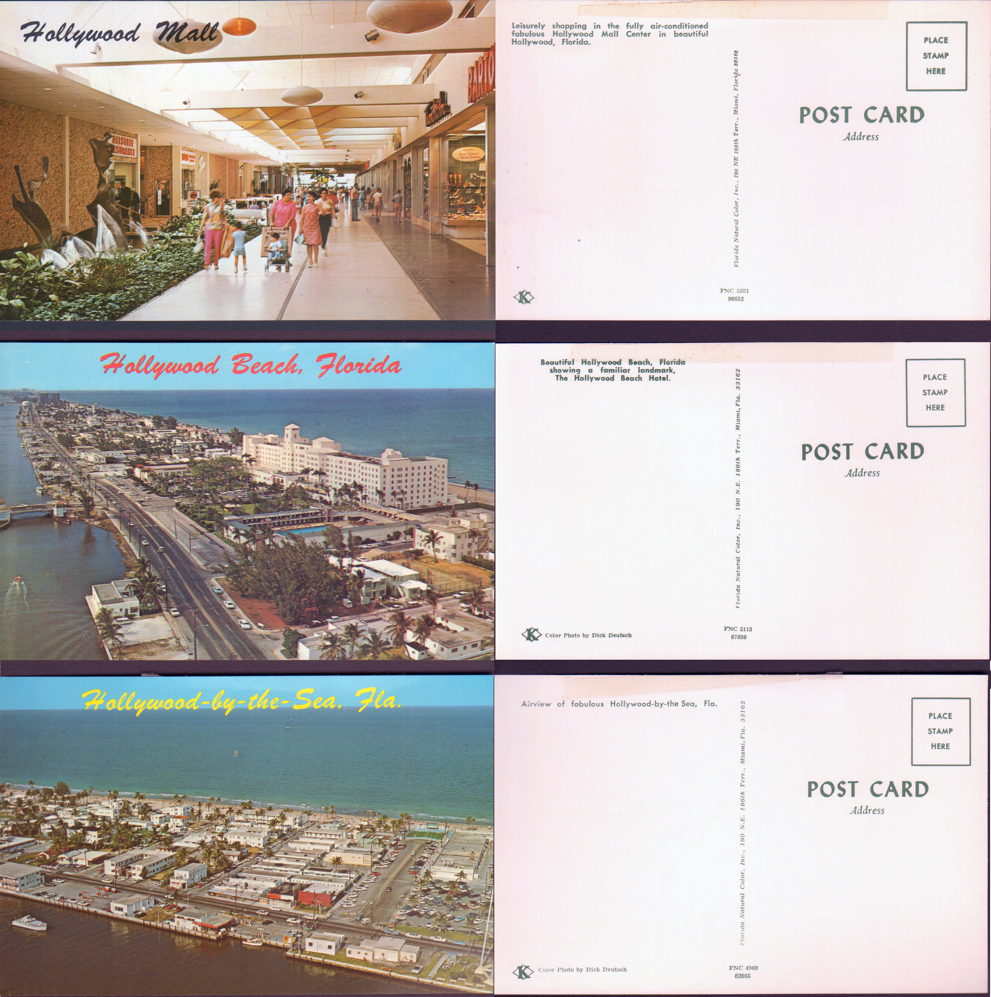 postcard Hollywood Mall FNC 5251 96652  postcard Hollywood Beach Florida Aerial Hollywood Beach Hotel FNC 5113 87636 postcard Hollywood-by-the-Sea FL aerial FNC 4960 82865