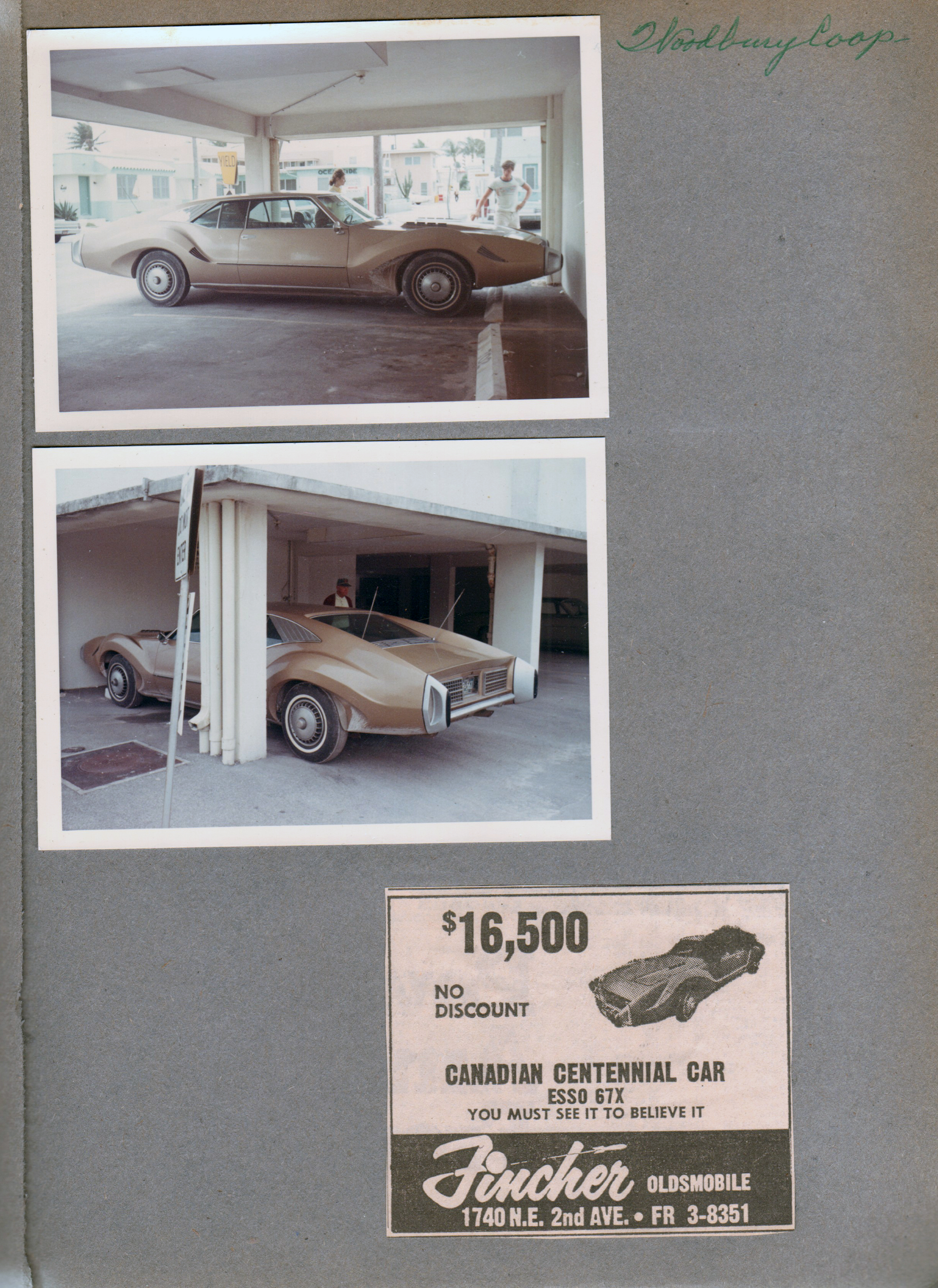 Hollywood Beach - Canadian Centennial Car Oldsmobile ESSO 67X parked at Woodbury co-op on the broadwalk.