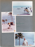 Hollywood Beach - Alan in sand - Chef Boyardee sitting at cabana. Bill Doran.