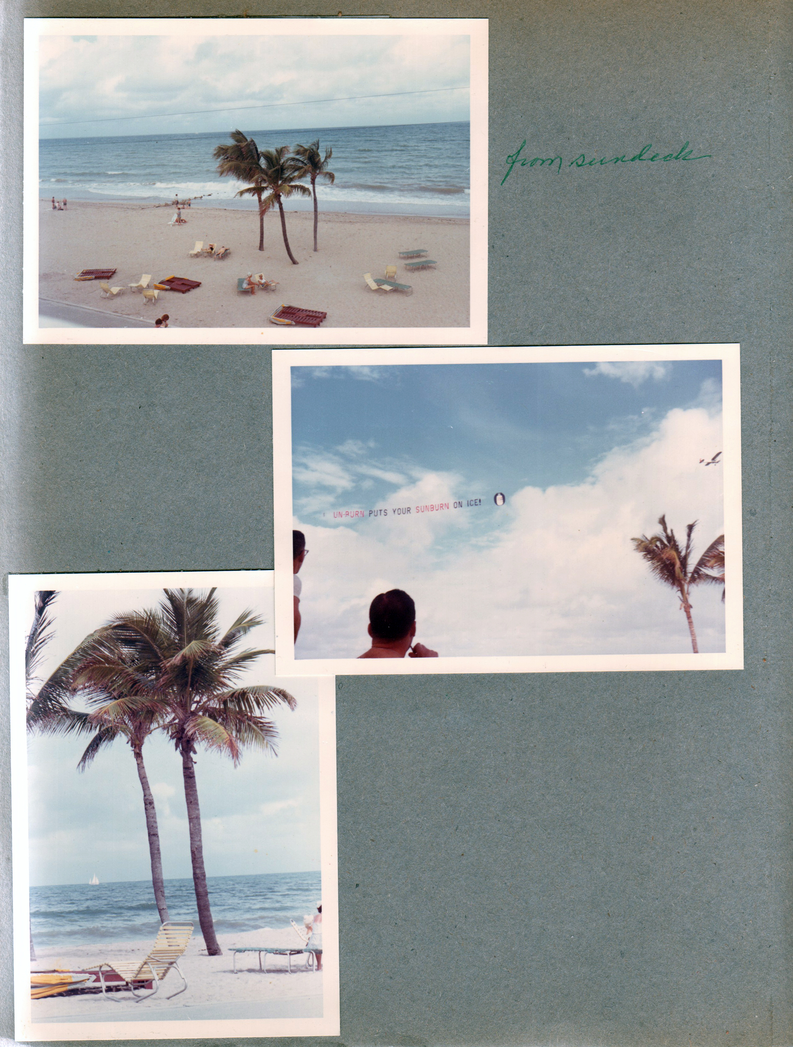 Hollywood Beach - from Neptune sundeck. Un-Burn ad pulled by plane.