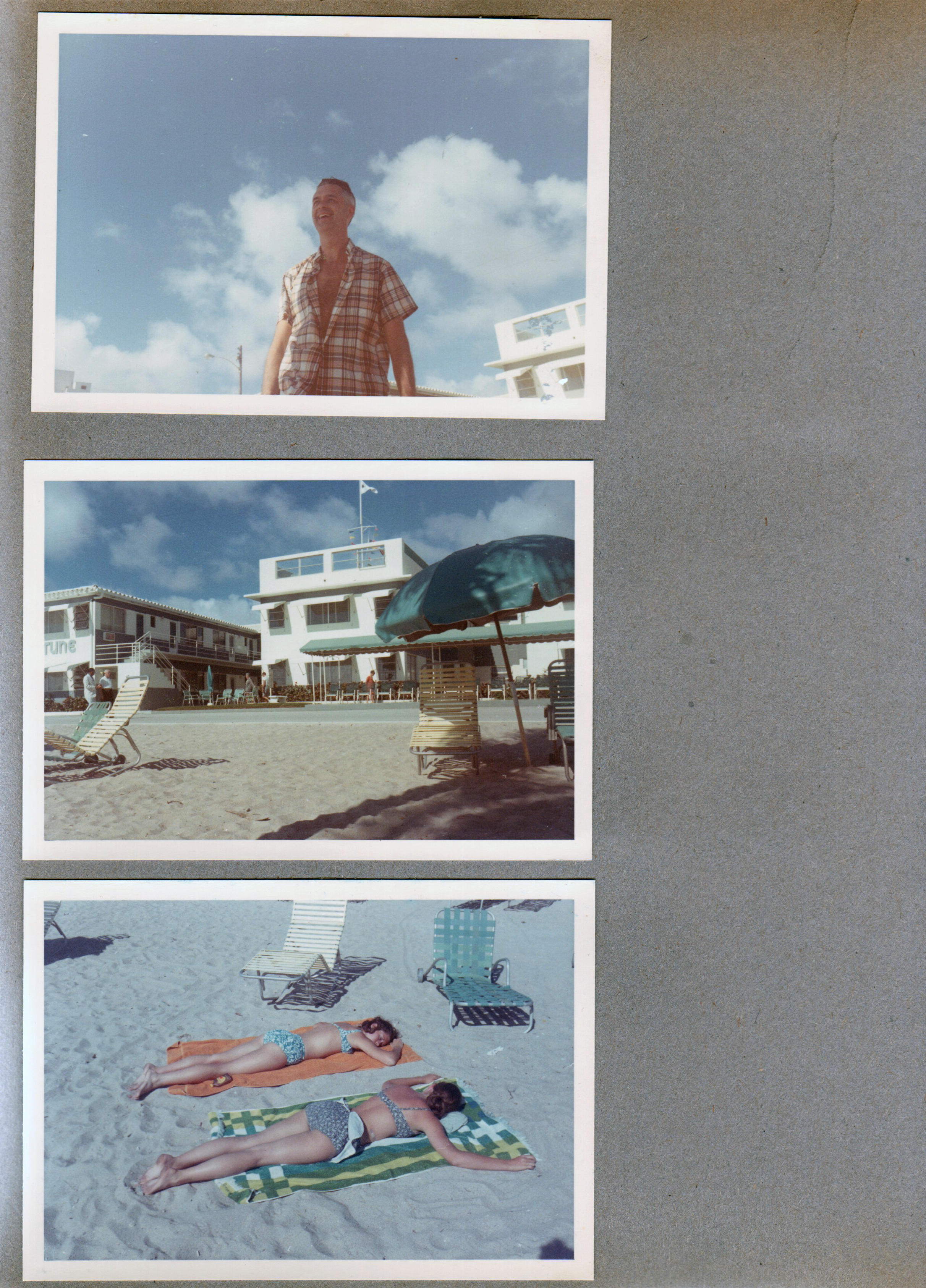 Hollywood Beach - Neptune - John. Neptune sundeck from beach. Susan sunbathing.