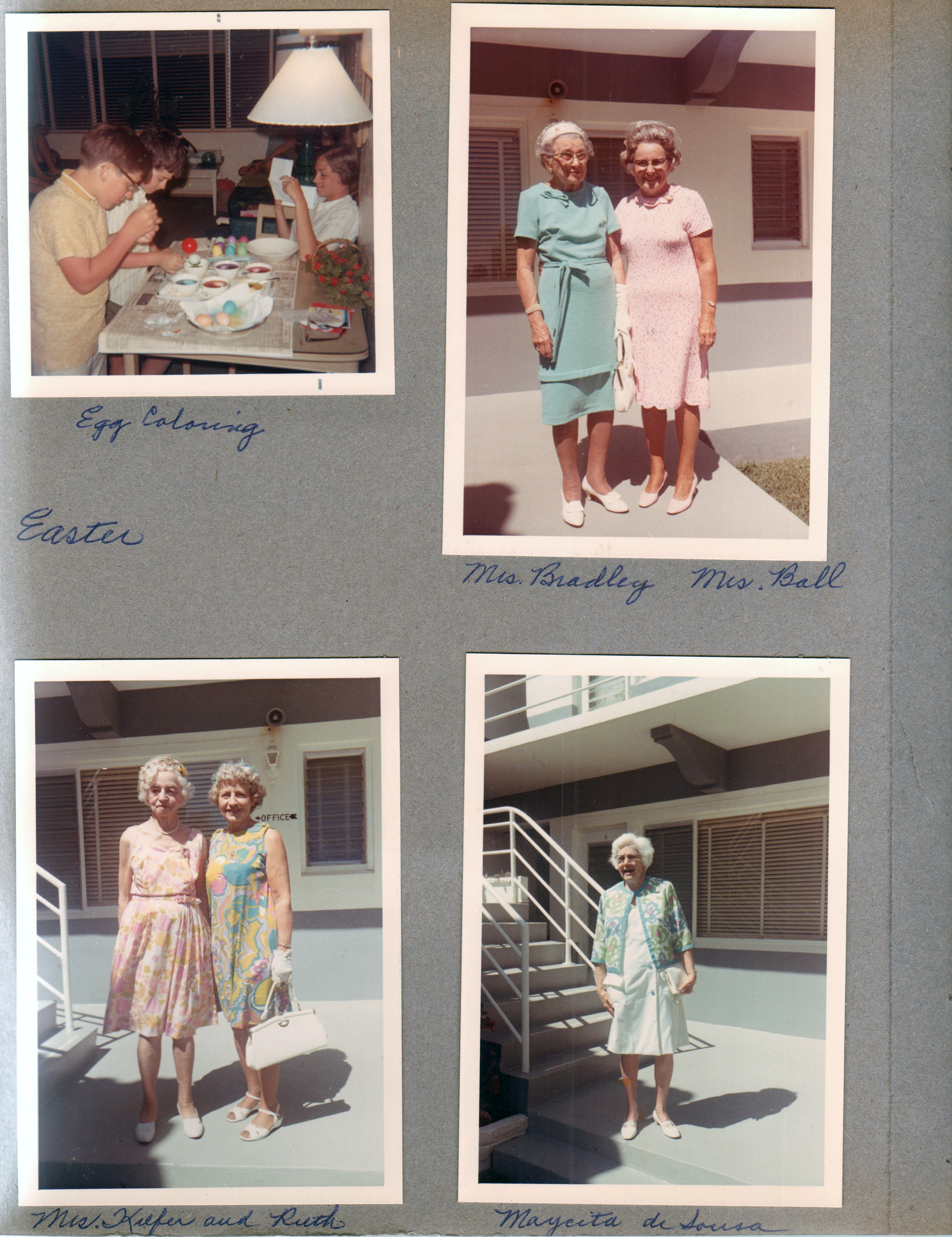 Hollywood Beach - Neptune - Alan, Susie Tuck coloring Easter eggs in apt 9. Mrs Bradley and Mrs Ball. Mrs Kiefer and Ruth. Maycita de Souza outside of apt 6