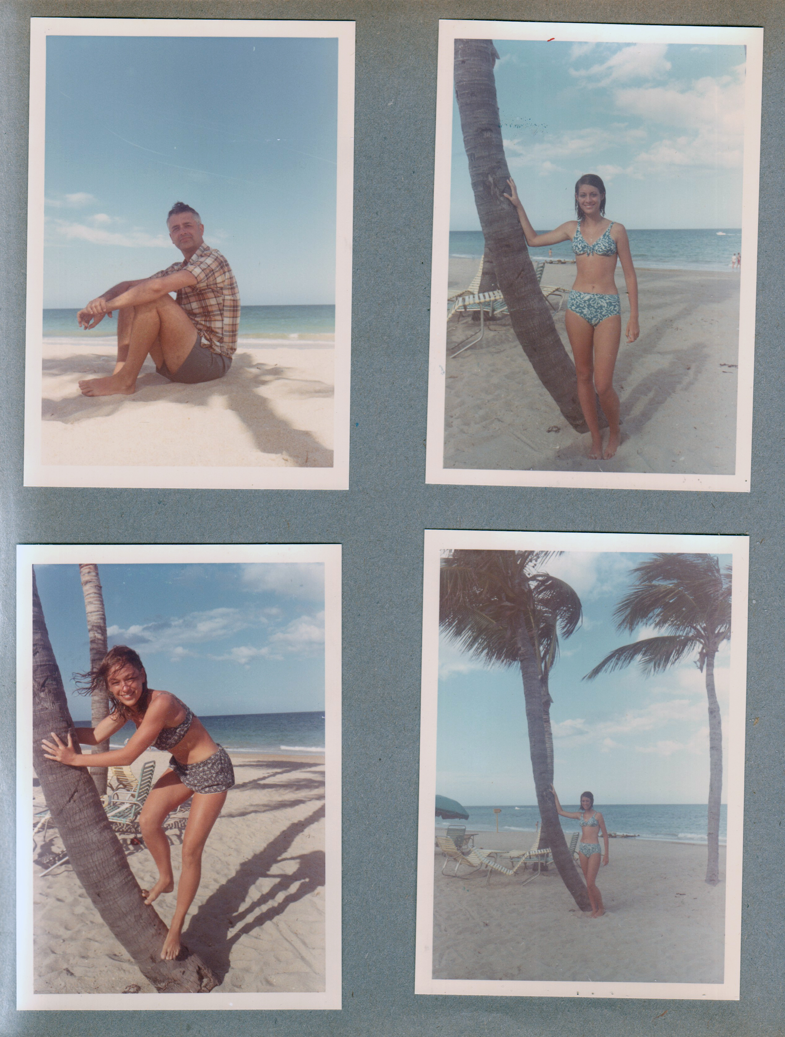 Hollywood Beach - John on beach. Susan and Susie Tuck palm tree.