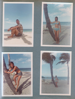 Hollywood Beach - John on beach. Susan and Susie Tuck palm tree.