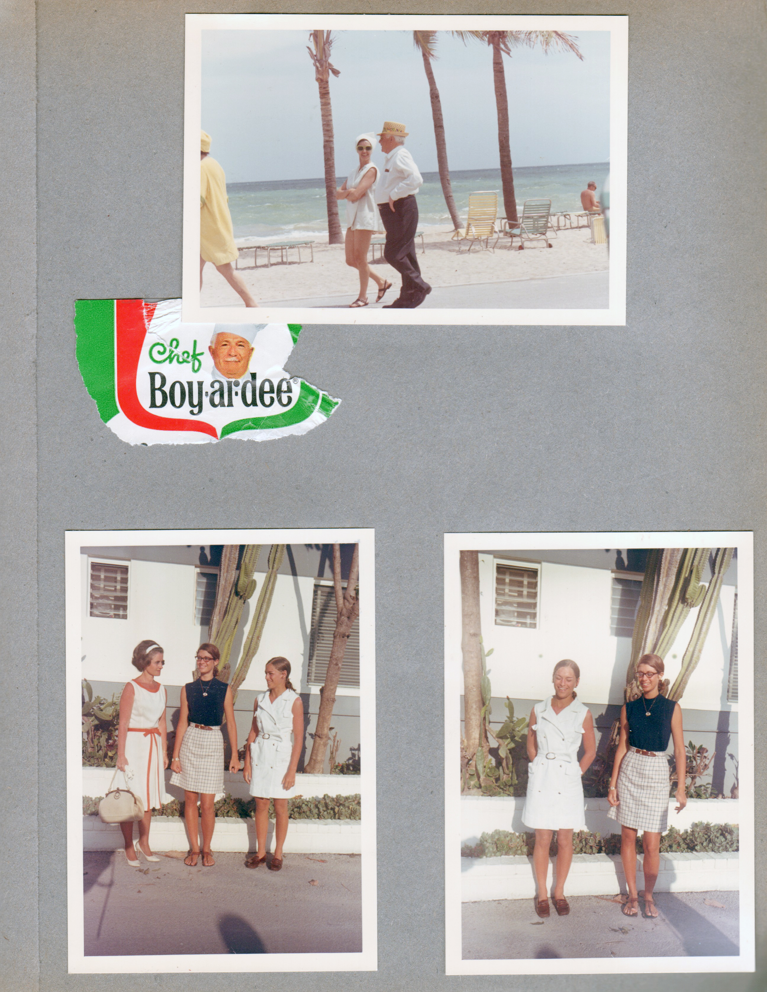Hollywood Beach - Chef Boyardee walking on Broadwalk. Rosemary, Susan and Susie Tuck on Surf Road side of Neptune.