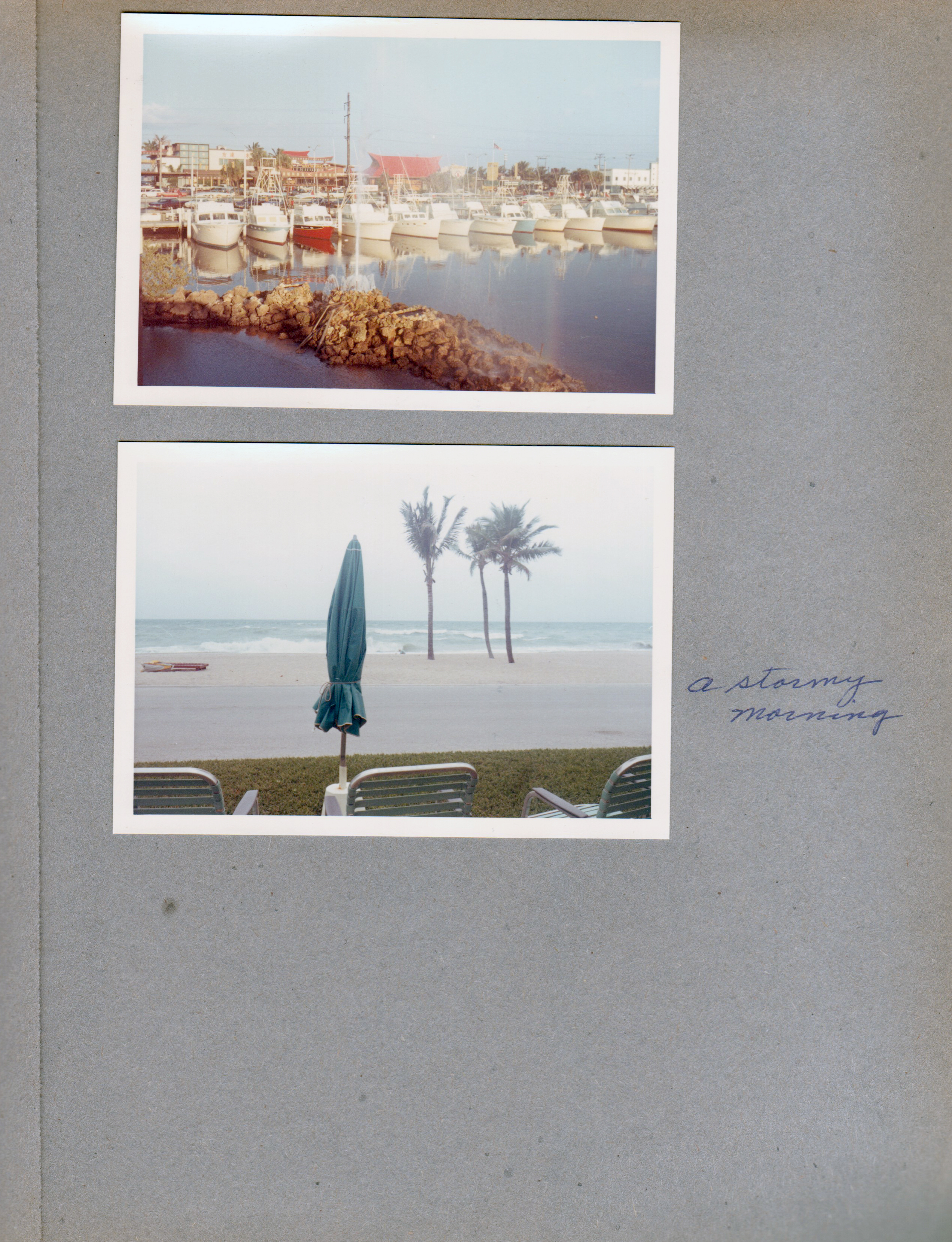 Hollywood Beach - Castaways - Sunny Isles, Miami - boats docked.  At Neptune stormy morning