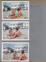 Hollywood Beach - Susan and Tuck on beach in front of Neptune