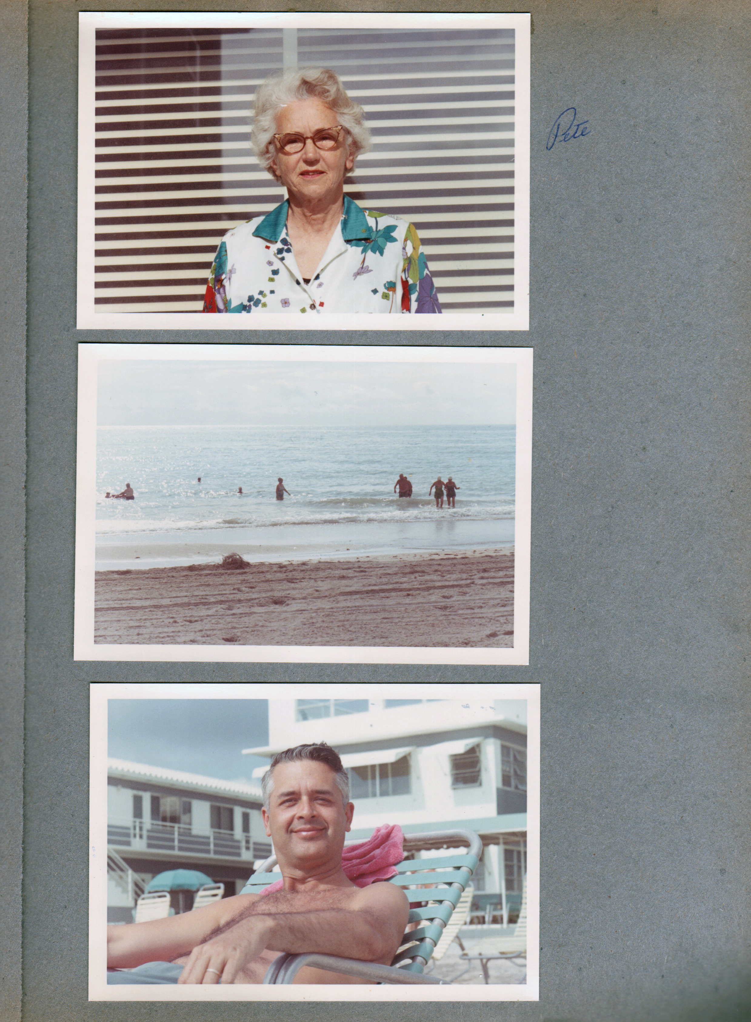 Hollywood Beach - Neptune - Pete. John in lounge chair on beach.