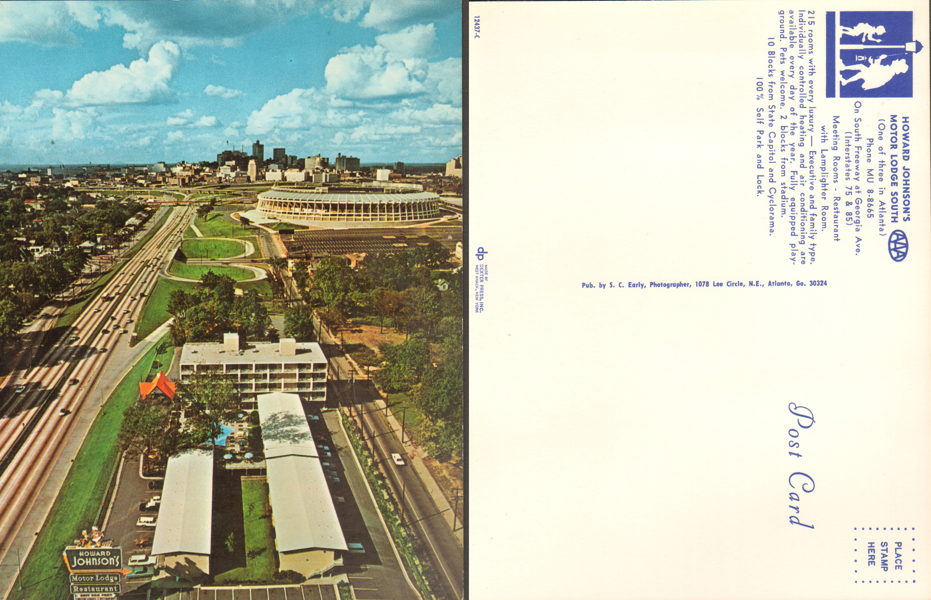 postcard Howard Johnson's Atlanta aerial 12437-C