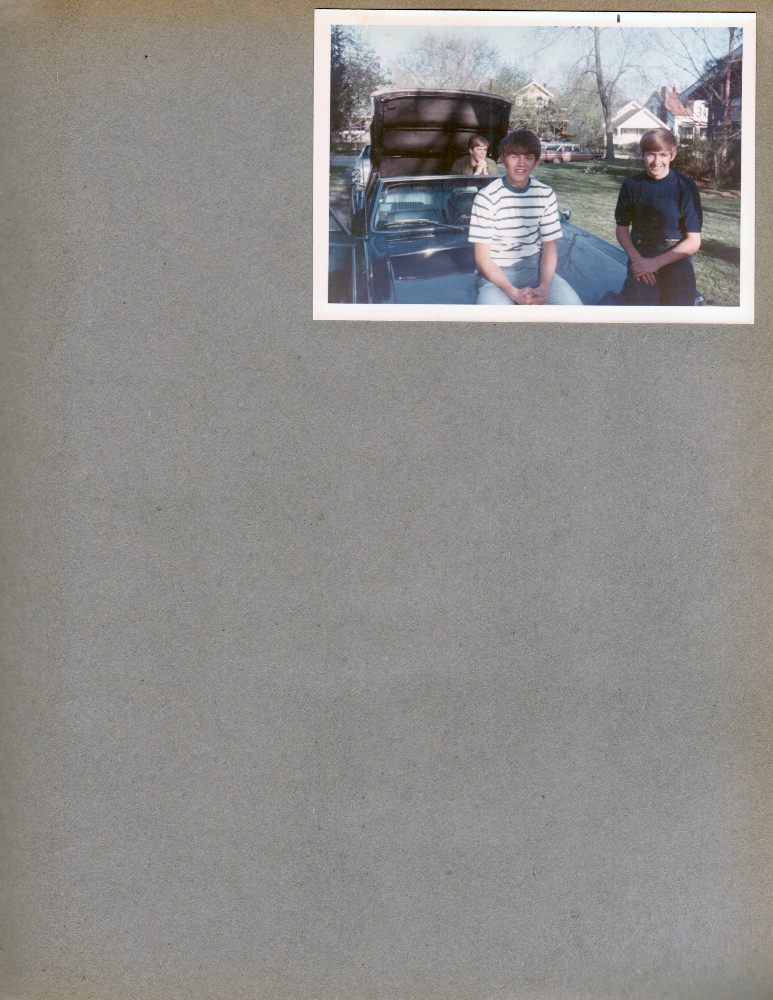6122 driveway - 3 boys and a convertible - Doug Waltz, Randy Huder, Doug.